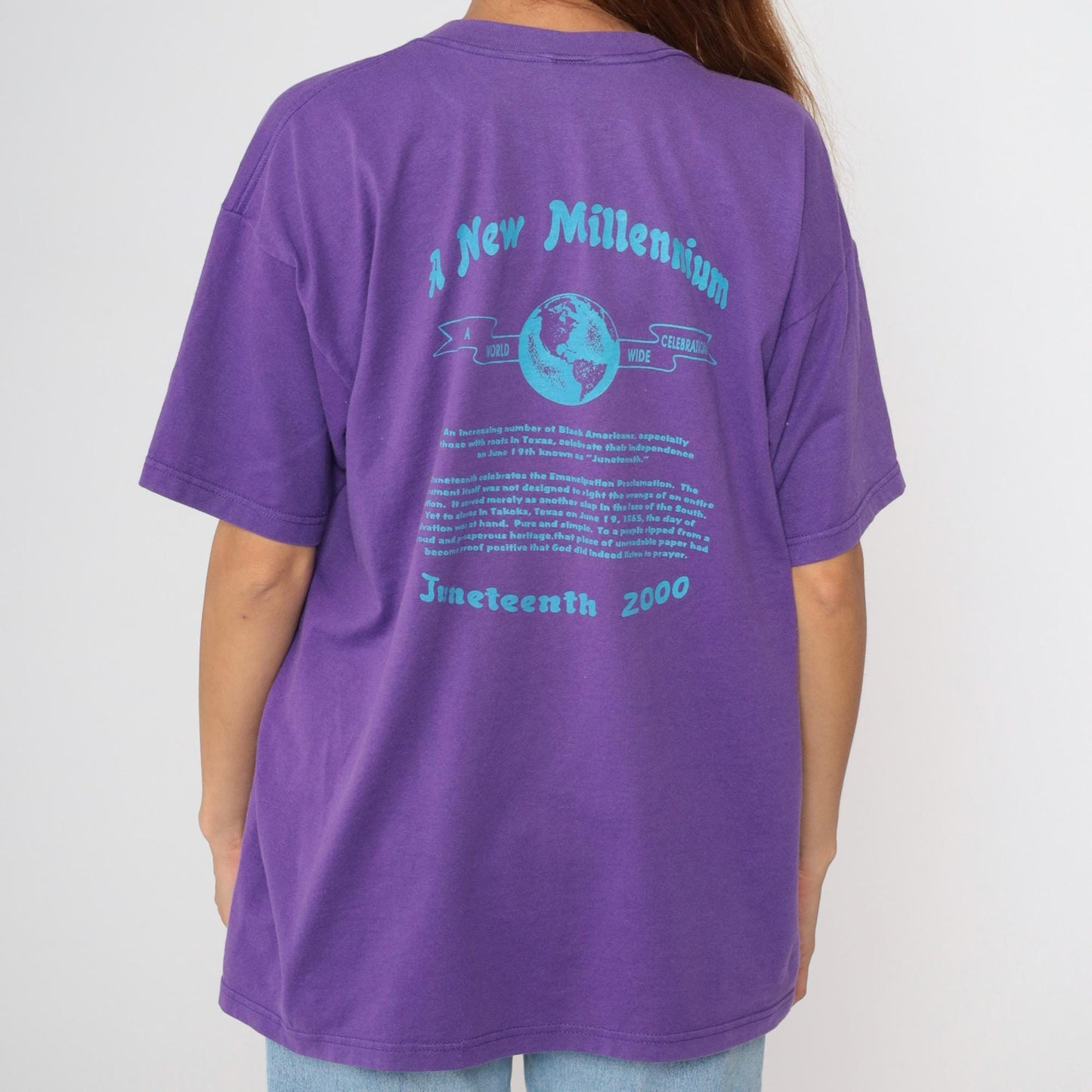 90s Juneteenth 2000 Graphic T-Shirt Purple Maya Angelou Historical Tee Large L