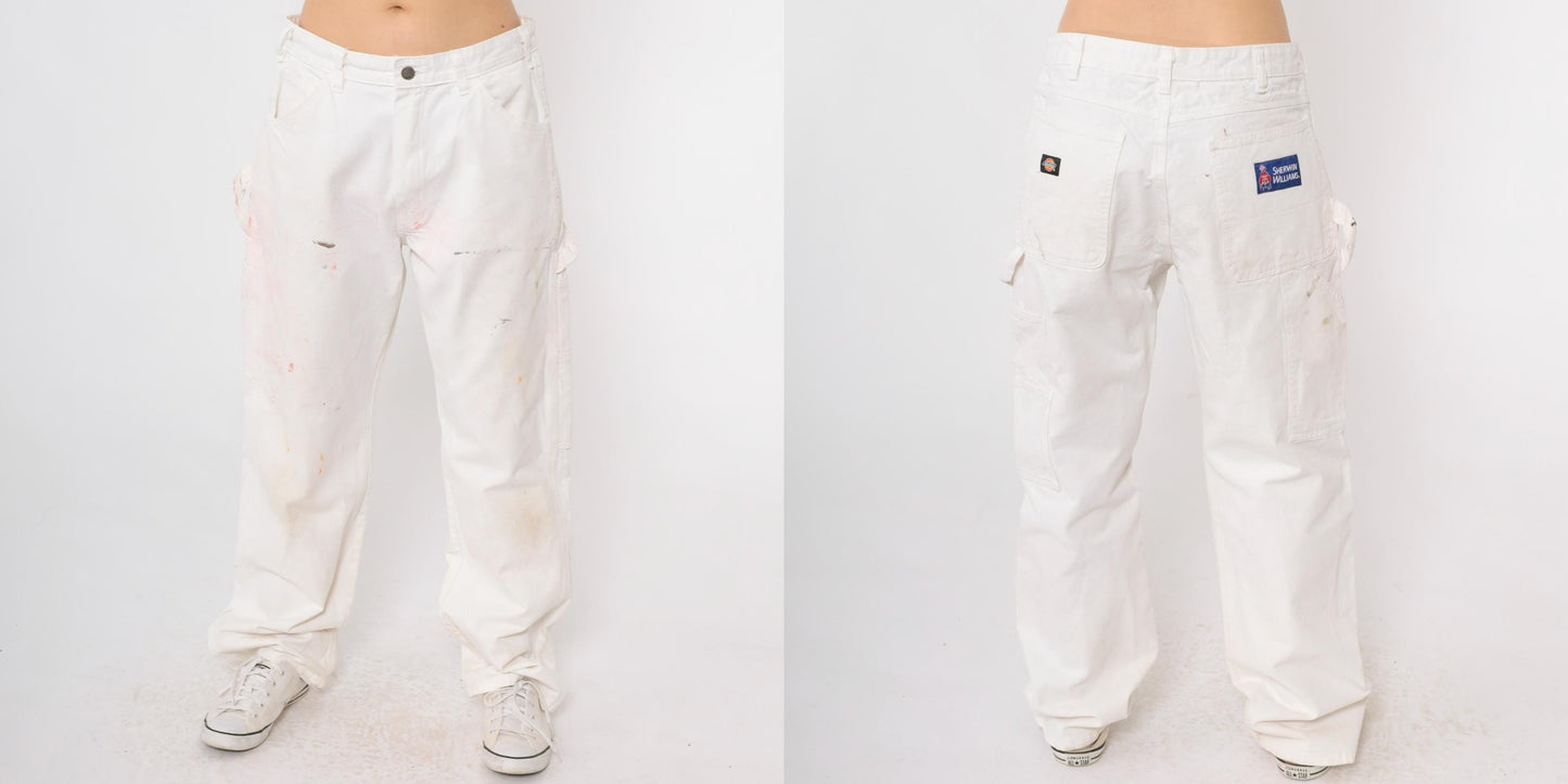 Dickies Sherwin Williams White Painter Pants Paint Splatter Workwear 34x32