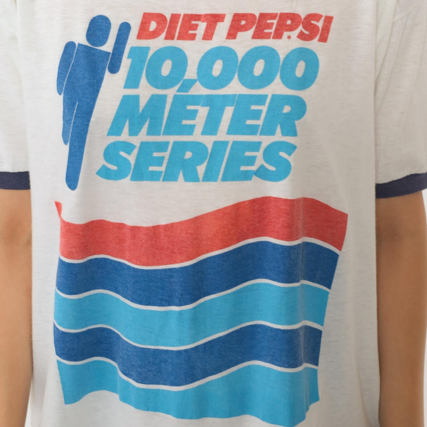 80s Diet Pepsi 10,000 Meter Series Ringer Tee Graphic Running Shirt Large L