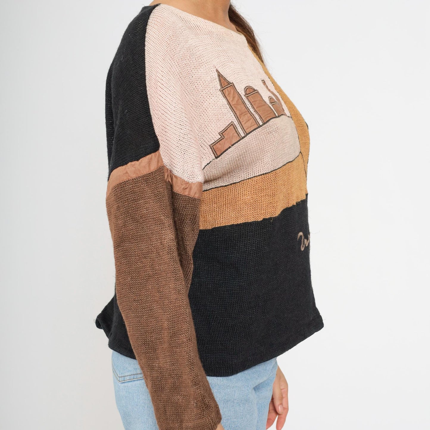 80s JC de Castelbajac Iceberg Italian Designer Knit Sweater Button Back Medium