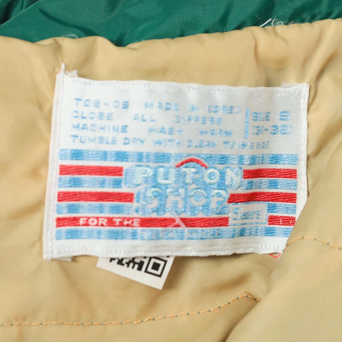 80s Green Puffer Vest Zip-Up Sleeveless Jacket Small S