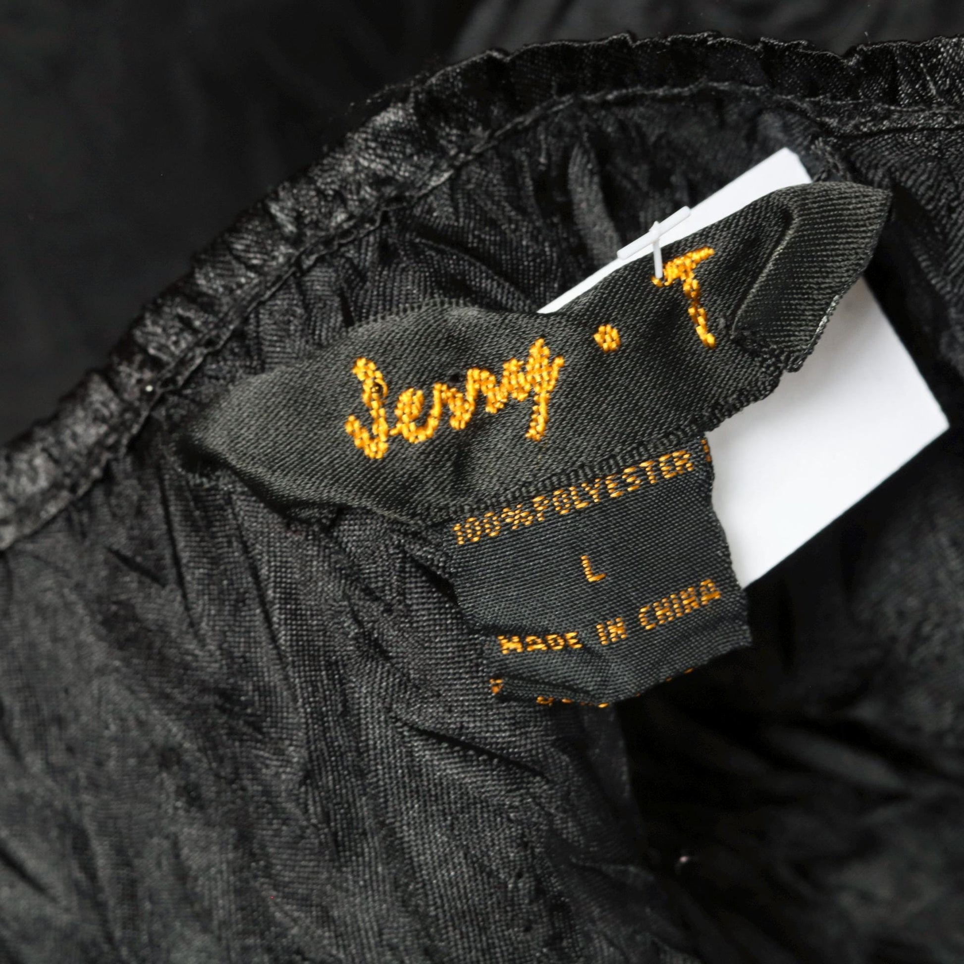 90s Black Satin Tiered Chiffon Midi Dress Flutter Sleeve Scoop Neck Large