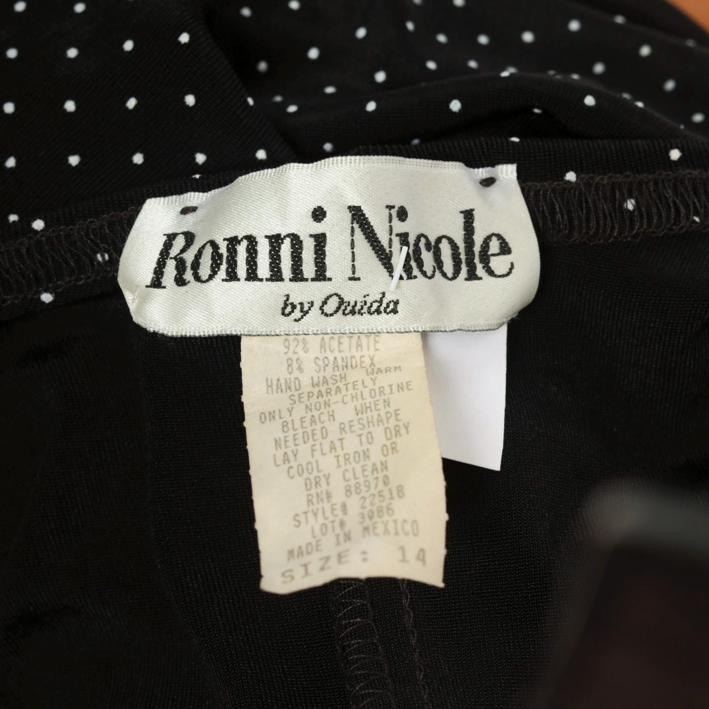 90s Ronni Nicole Black Polka Dot Maxi Dress Sleeveless Round Neck Large 14