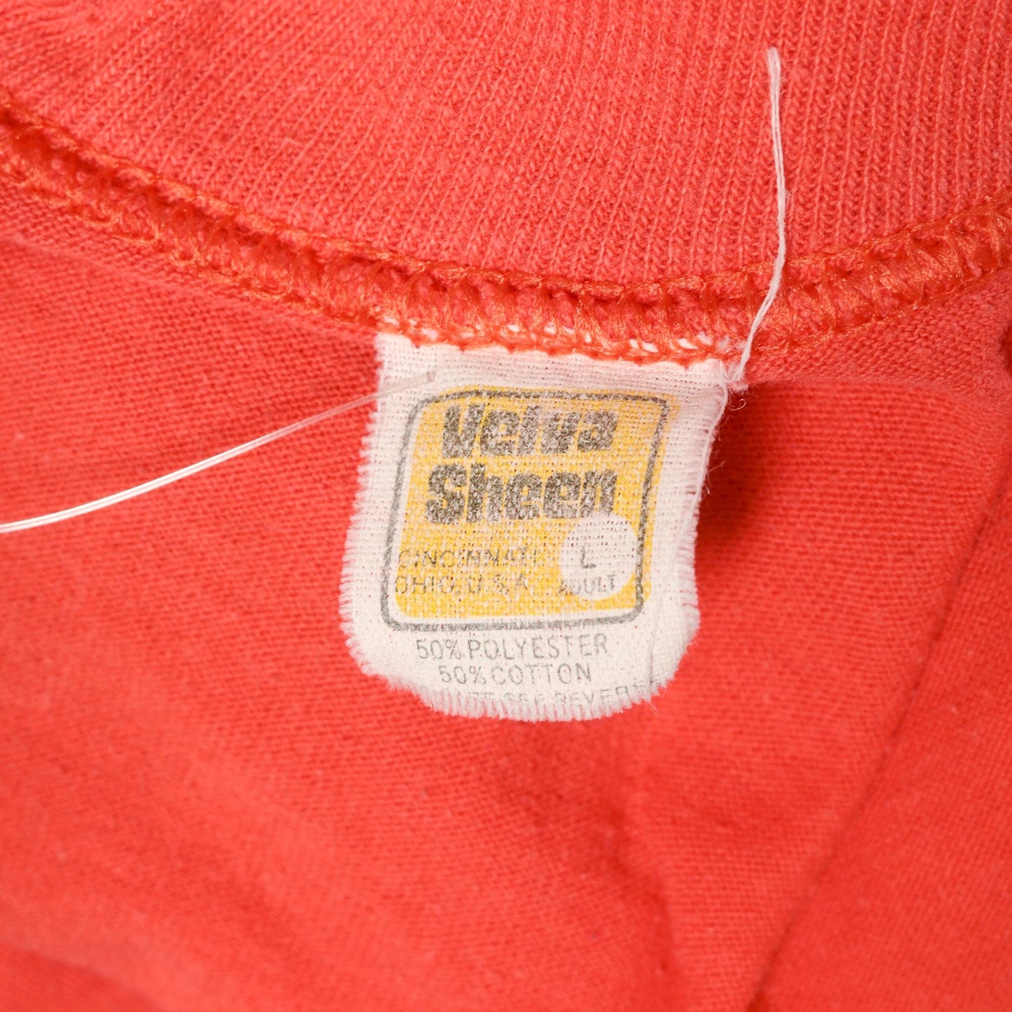 80s Houston Graphic T-Shirt Orange Spellout Velva Sheen Medium