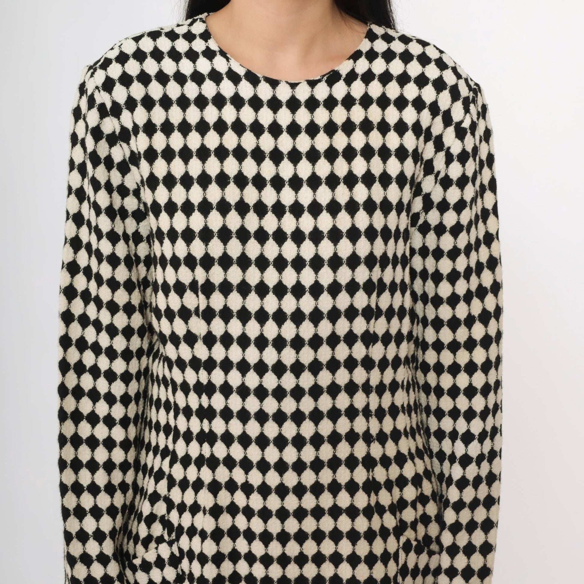 80s Jackie Bernard Black White Checkered Knee-Length Dress Medium
