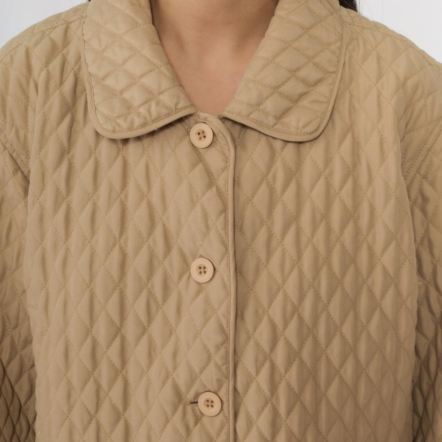 Y2K Tan Quilted Jacket Button Up 00s Liner Coat Women's Extra Large XXL