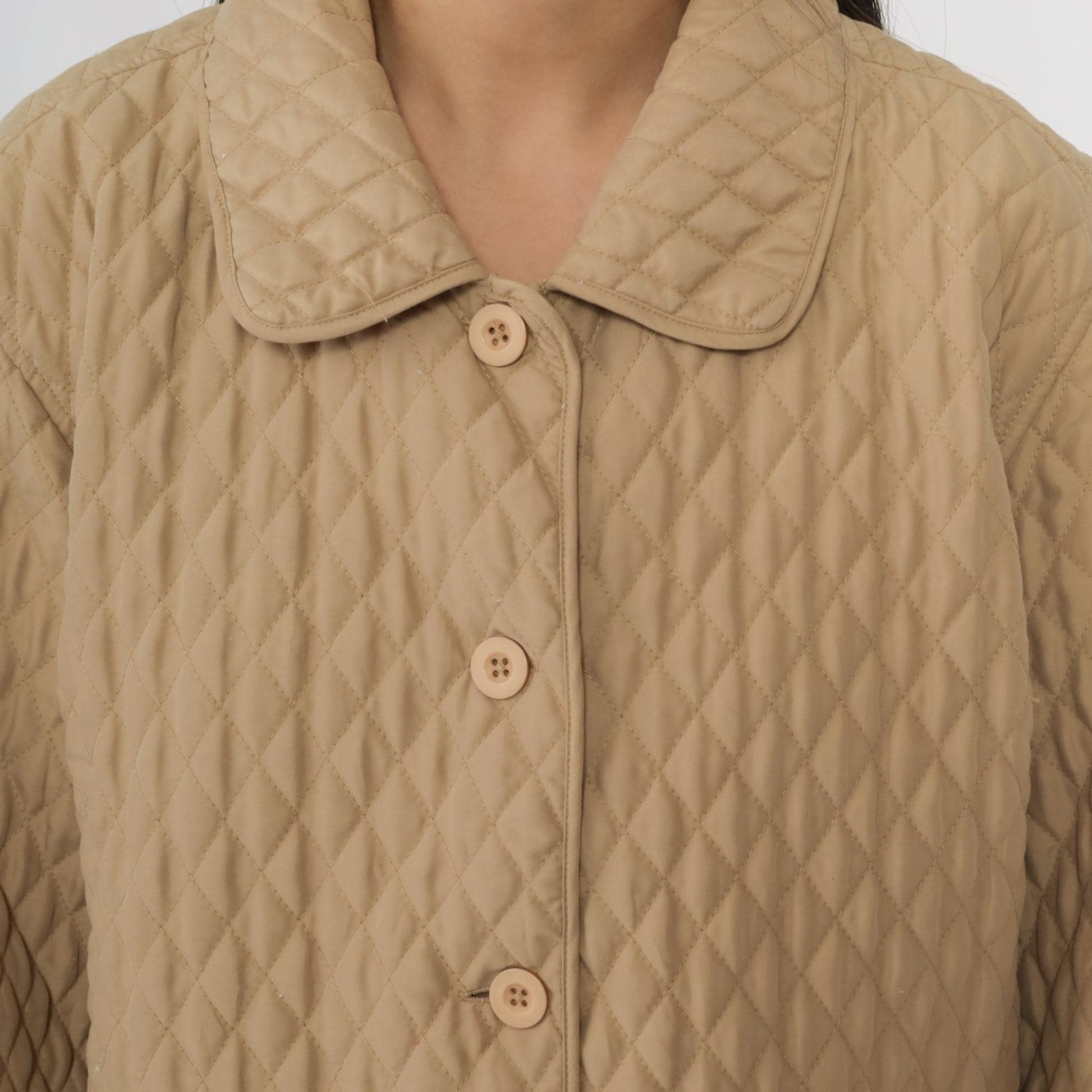Y2K Tan Quilted Jacket Button Up 00s Liner Coat Women's Extra Large XXL