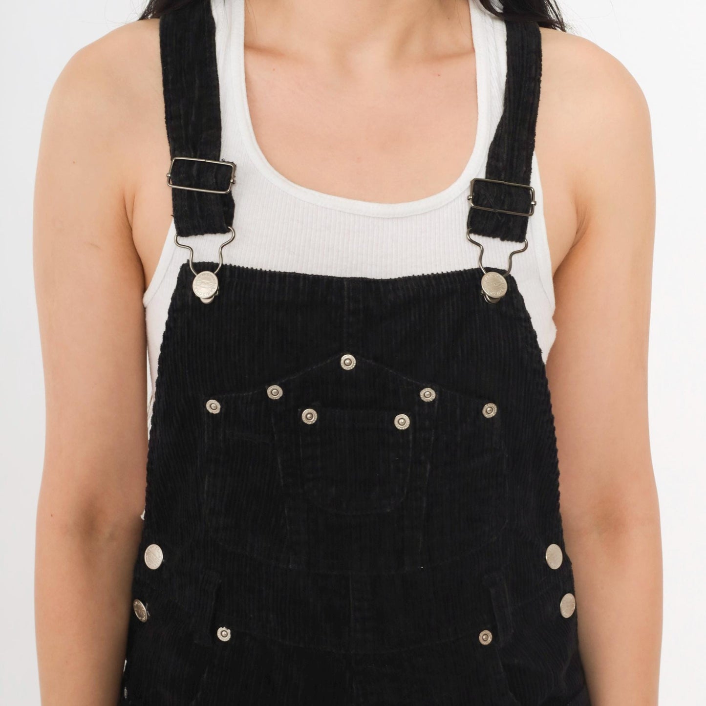 90s Arizona Jean Company Black Corduroy Overalls Cropped Straight Leg Extra Small