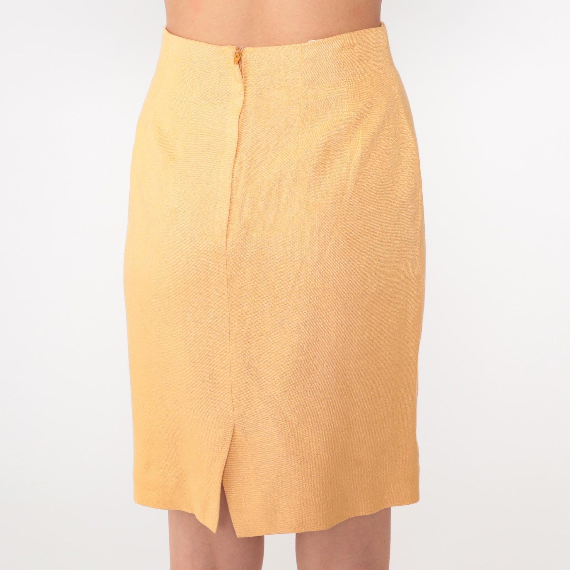80s Peach Pencil Skirt High Waisted Mini Straight Cut Small