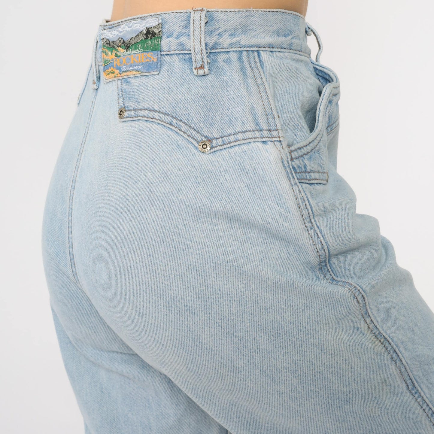 90s Rockies Light Blue Denim High Waist Straight Leg Jeans Small