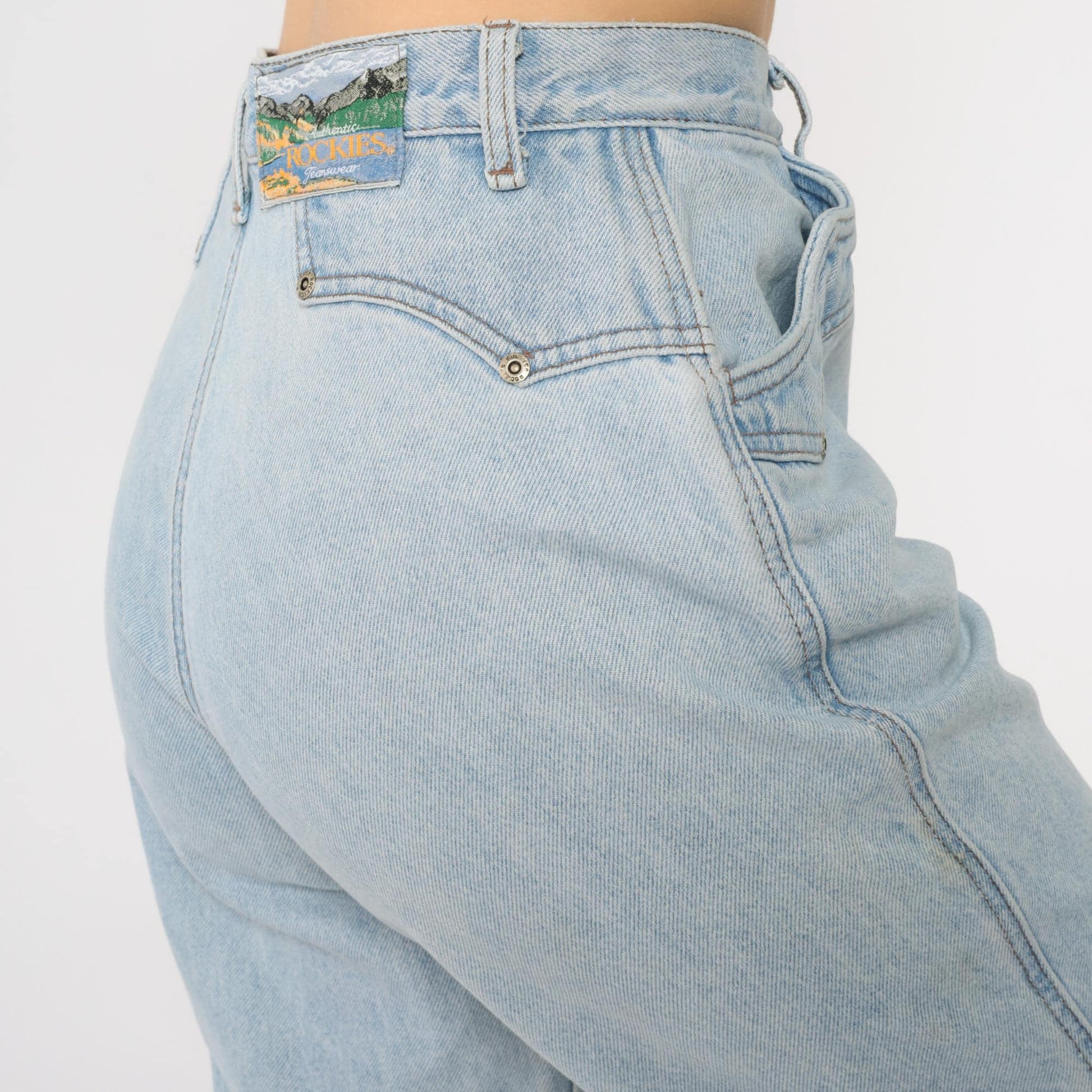 90s Rockies Light Blue Denim High Waist Straight Leg Jeans Small
