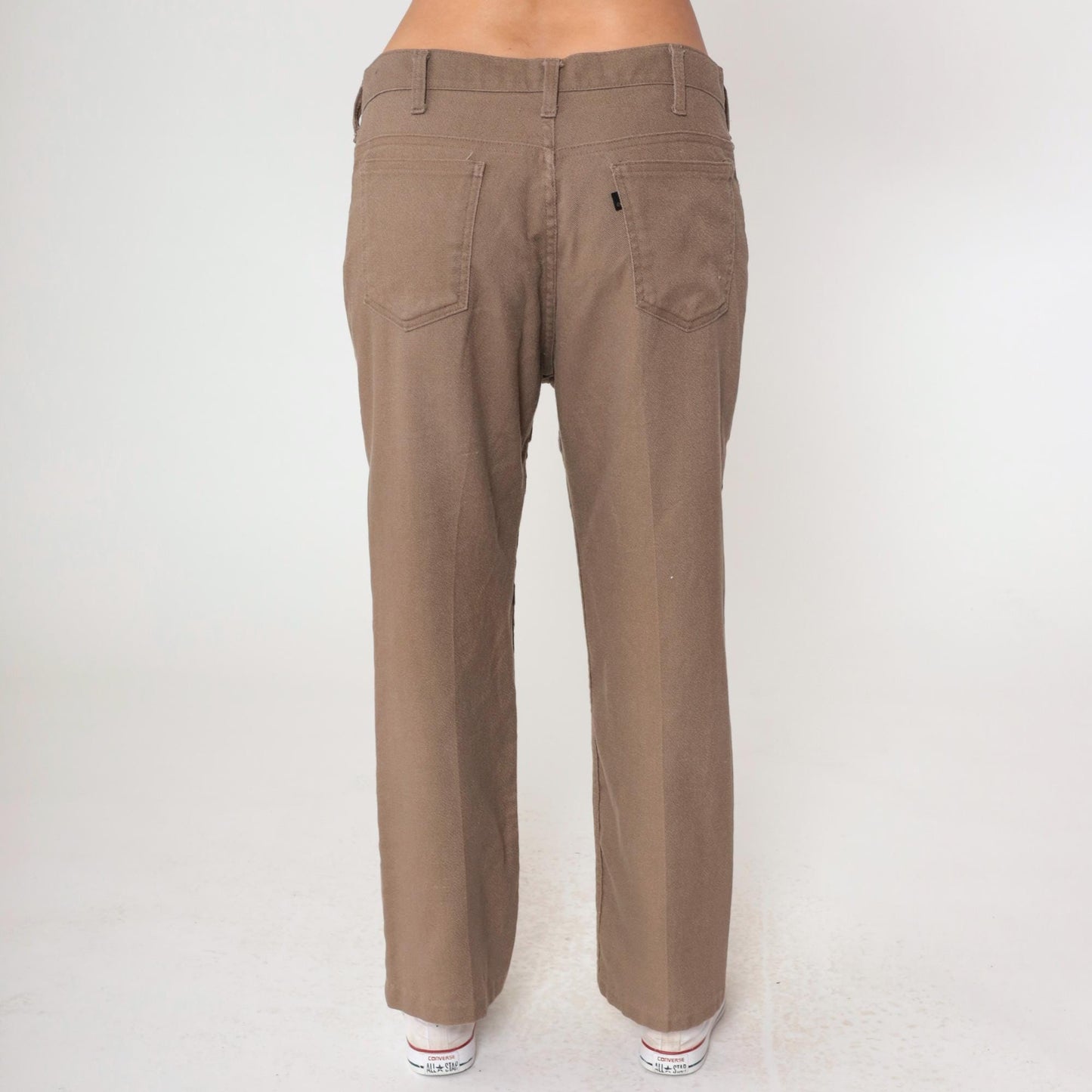 70s Levi's Sta-Prest Brown Straight Leg High Waist Trousers 36x32