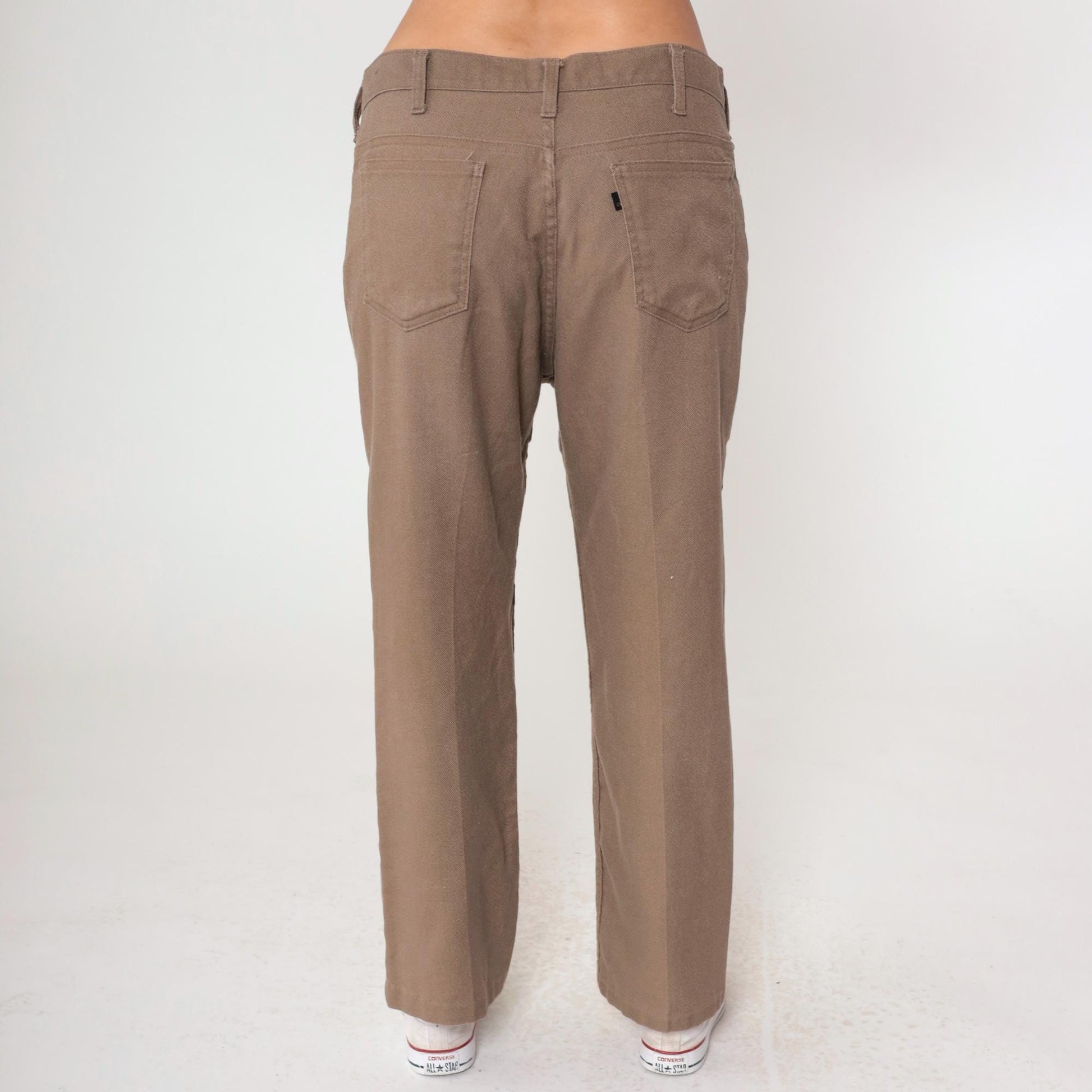 70s Levi's Sta-Prest Brown Straight Leg High Waist Trousers 36x32
