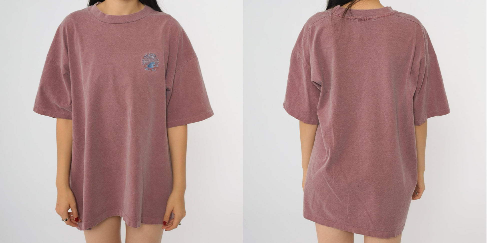 90s Atlantic Club Wall NJ Embroidered Gym Tee Burgundy Cotton Extra Large XL