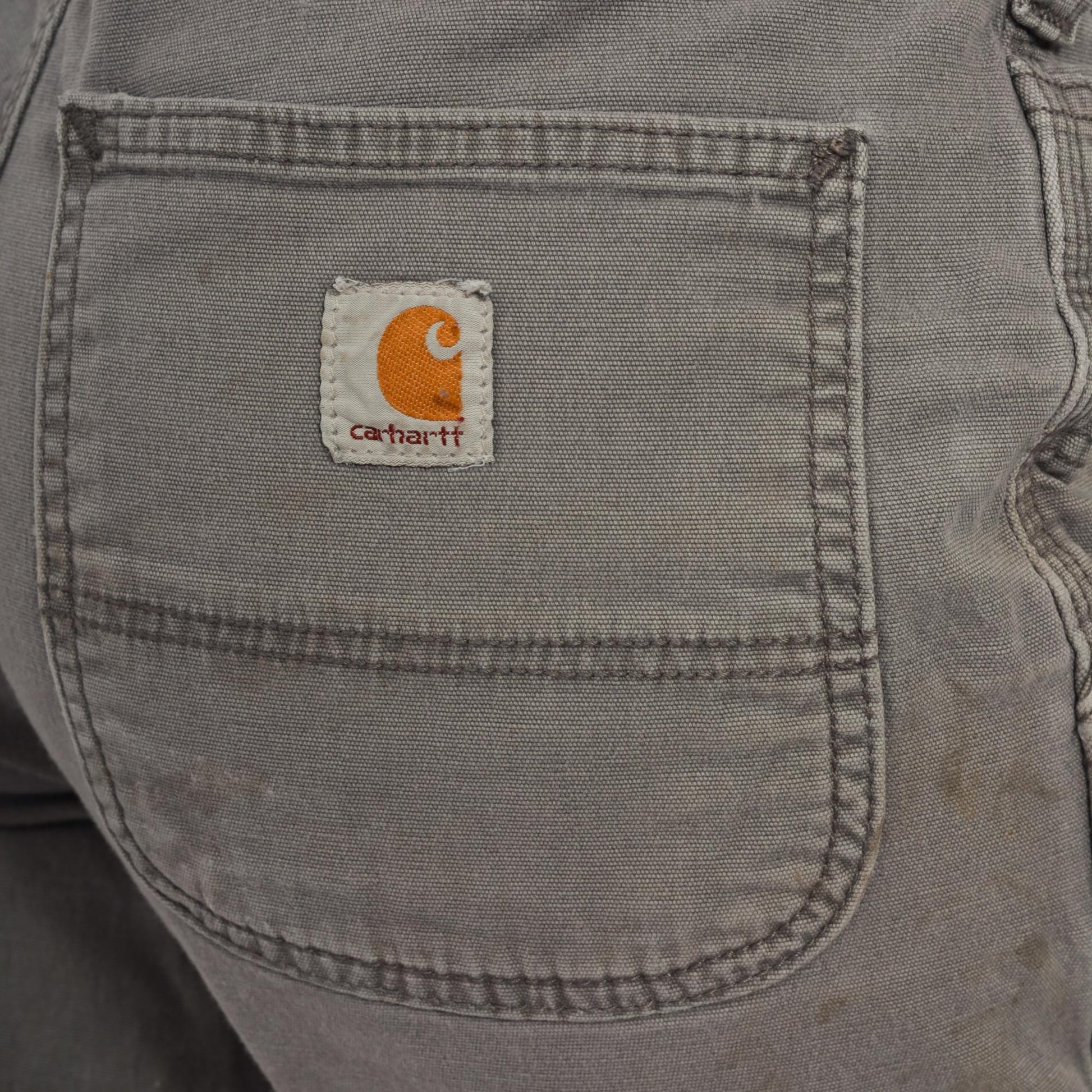 Y2K Carhartt Grey Utility Pants Straight Leg Distressed Men's 32x32
