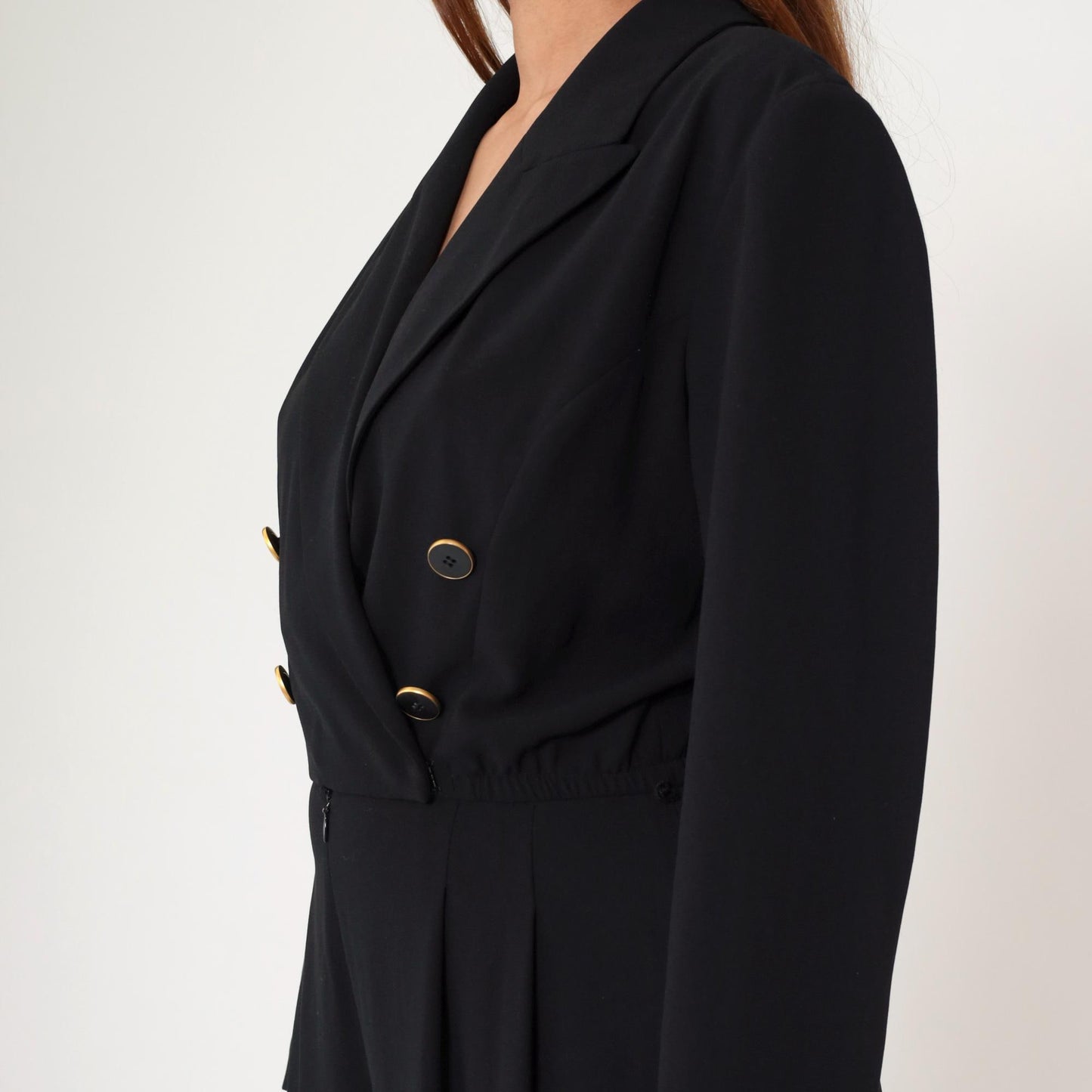 90s Liz Claiborne Black Double Breasted Jumpsuit Long Sleeve Small