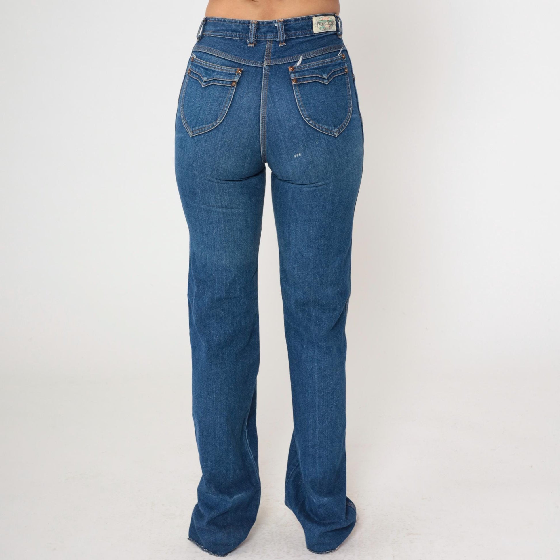 80s Free Time High Rise Straight Leg Jeans Blue Denim Small 4