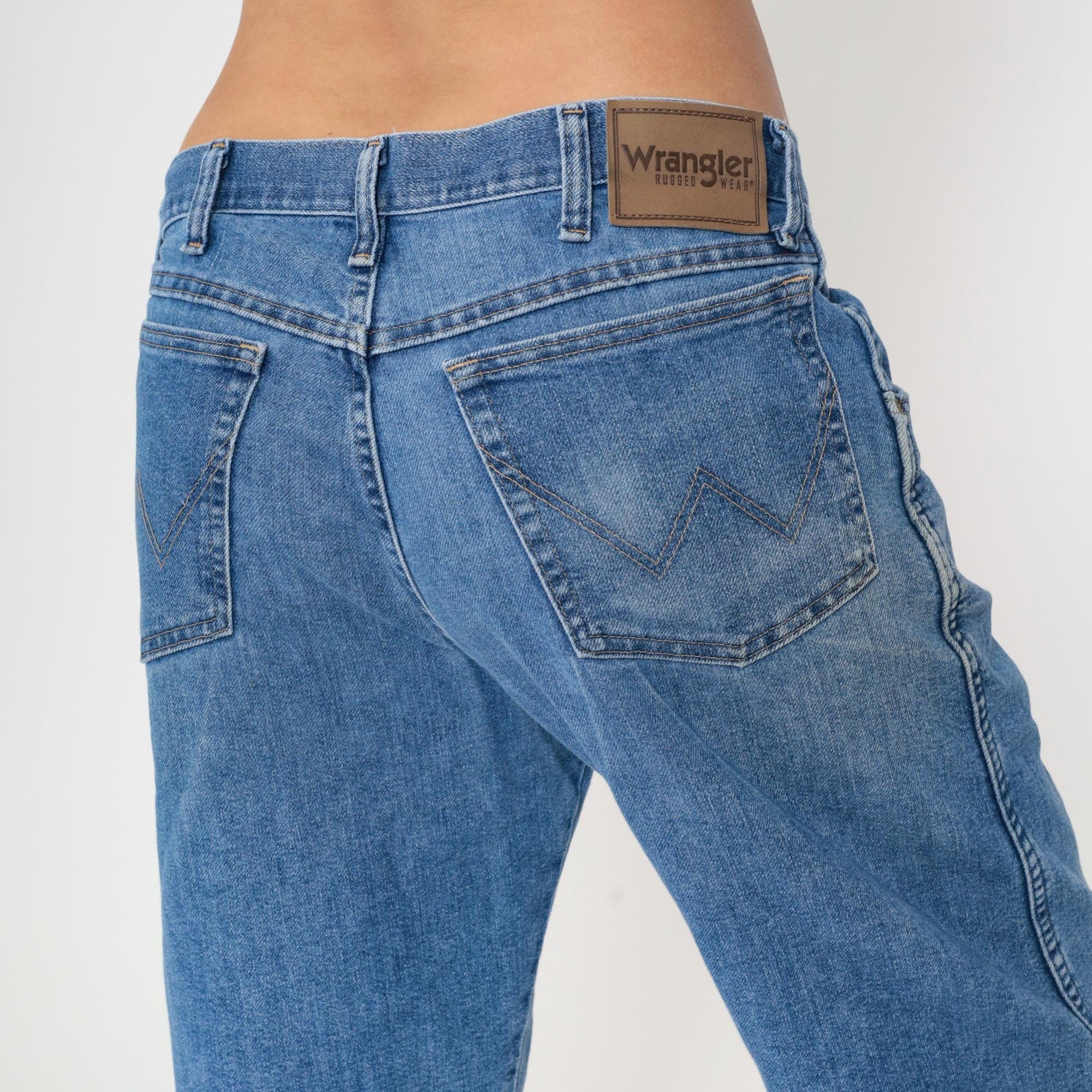 00s Wrangler High Rise Straight Leg Jeans Blue Denim Men's 34x32