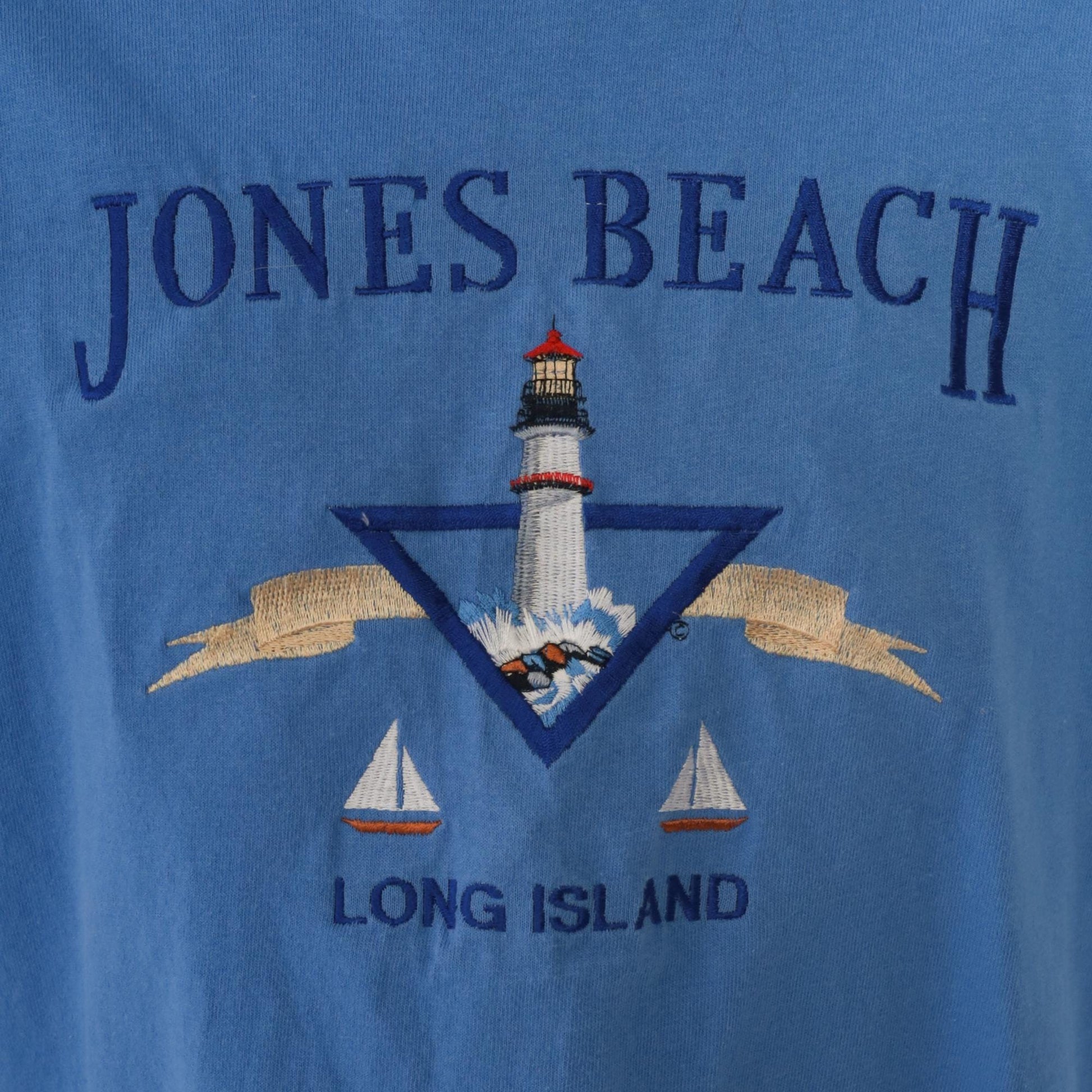 90s Jones Beach Long Island Lighthouse Embroidered T-Shirt Cotton Extra Large