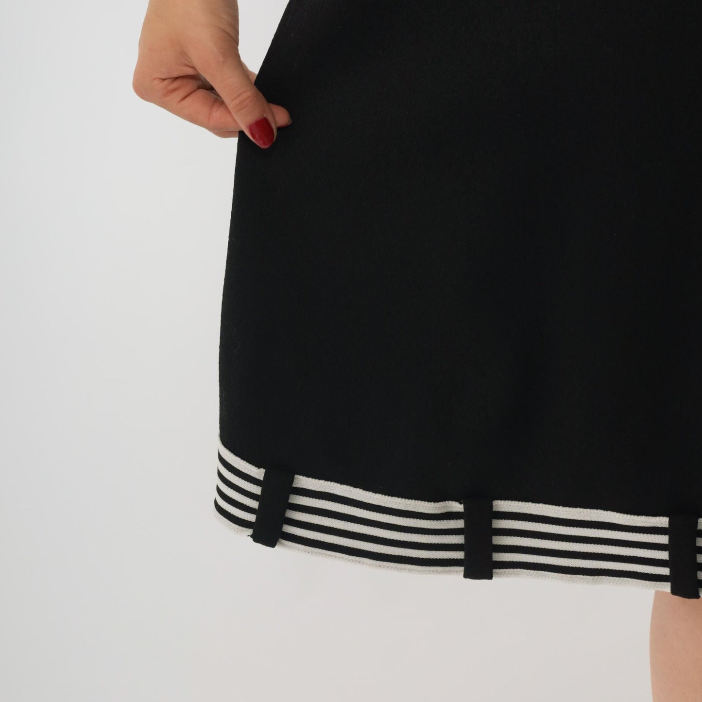 60s Black Mod Shift Dress White Striped Mock Neck Mini Small S