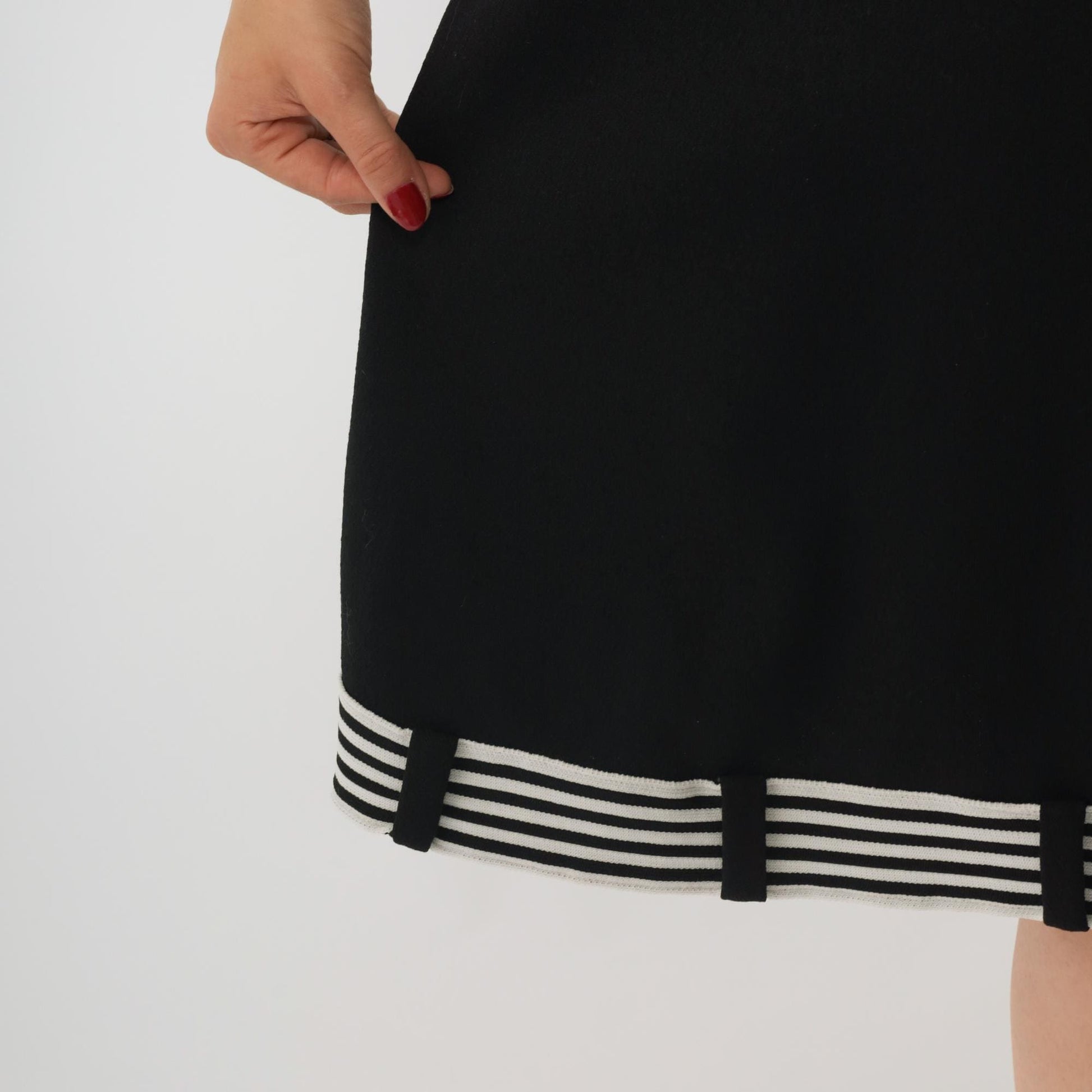 60s Black Mod Shift Dress White Striped Mock Neck Mini Small S