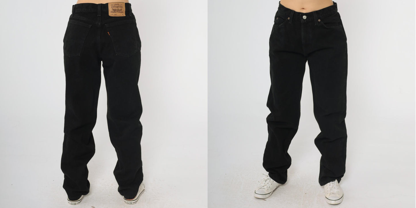 90s Levi's 961 Black Denim High-Waist Straight Leg Jeans Medium 8