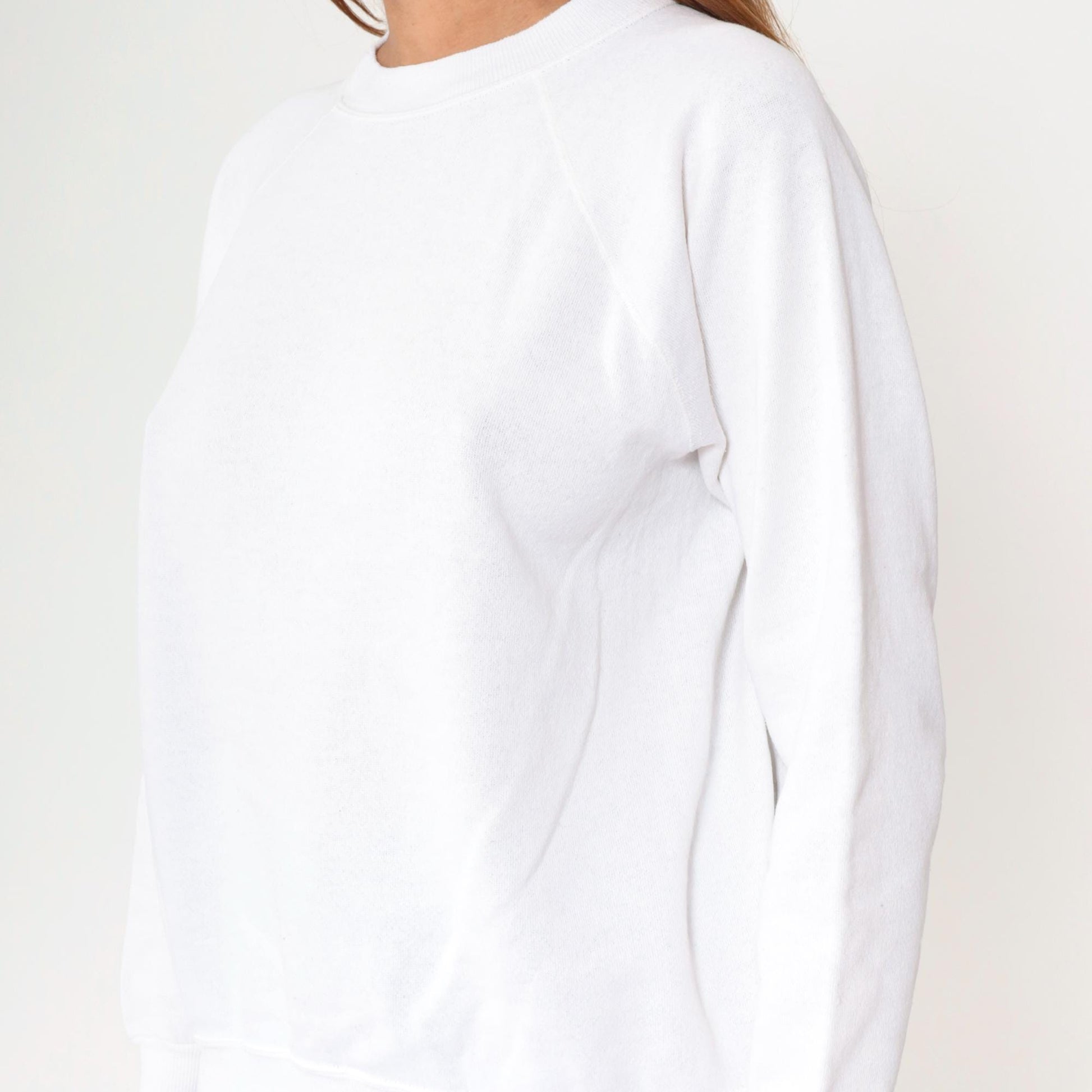 90s Hanes Her Way White Raglan Sweatshirt Crewneck Medium