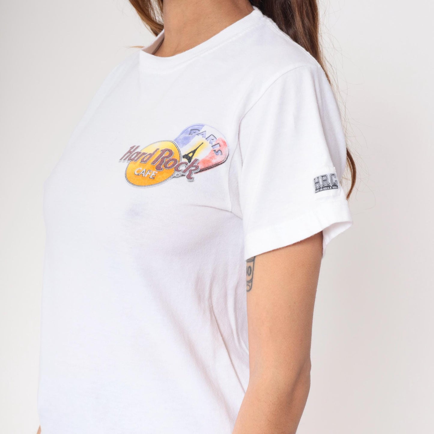 Y2K Hard Rock Cafe Paris Guitar Graphic T-Shirt 00s Crewneck Extra Small