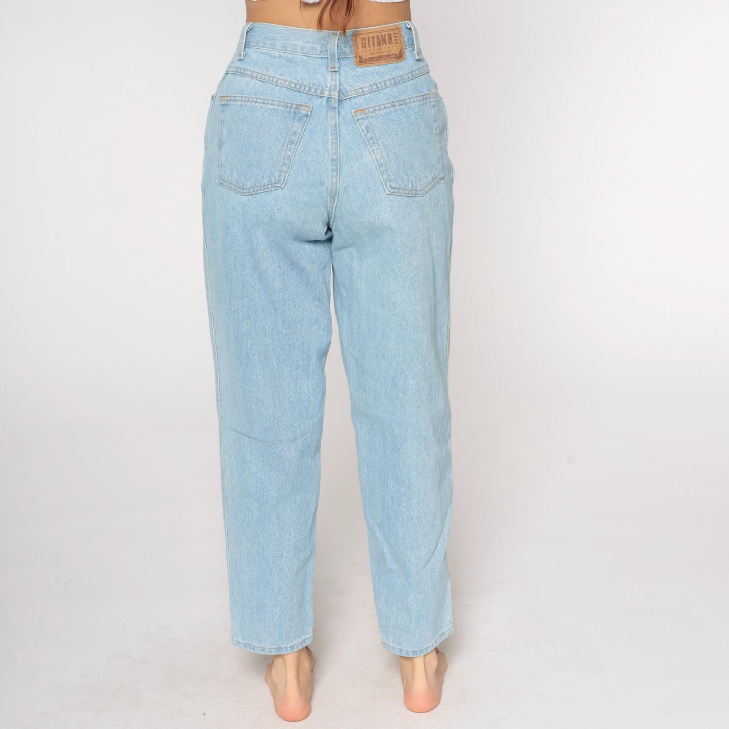90s Gitano Mom Jeans Blue High Waisted Tapered Denim Medium