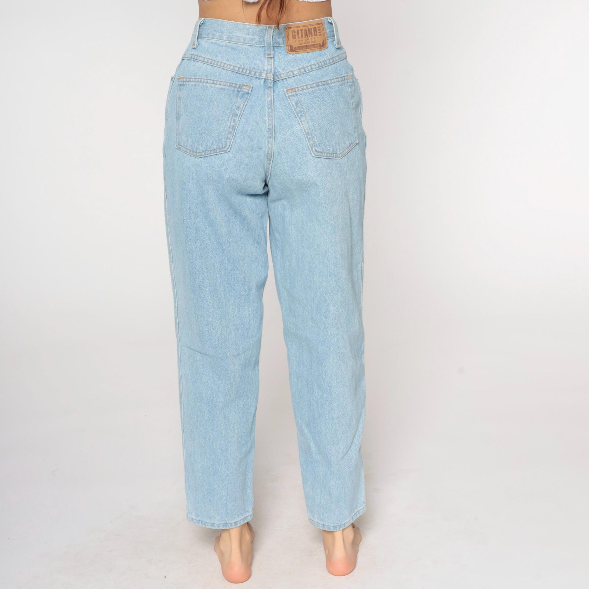 90s Gitano Mom Jeans Blue High Waisted Tapered Denim Medium