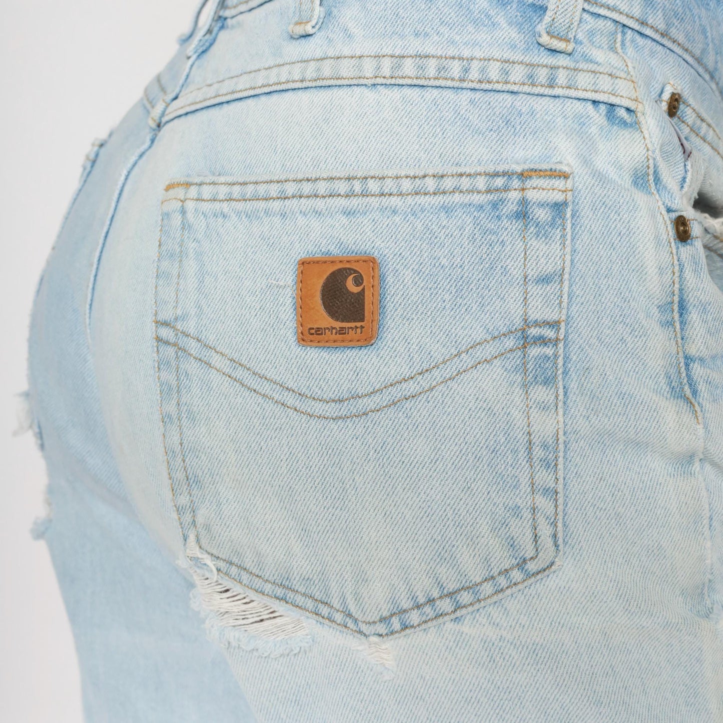 90s Carhartt Light Wash Straight Leg Jeans Distressed Denim Men's 33x36
