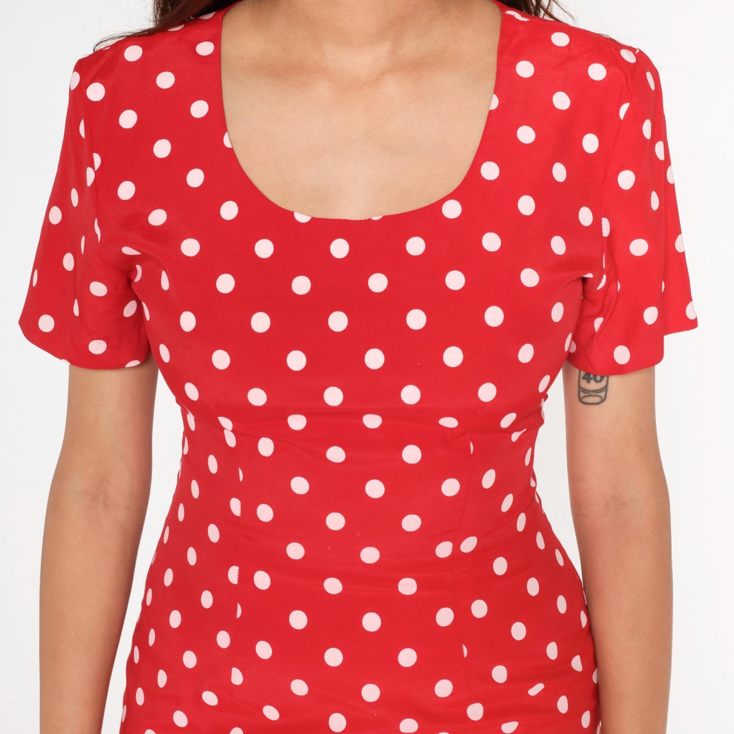 90s My Michelle Polka Dot Mini Dress Red White Scoop Neck Short Sleeve Small