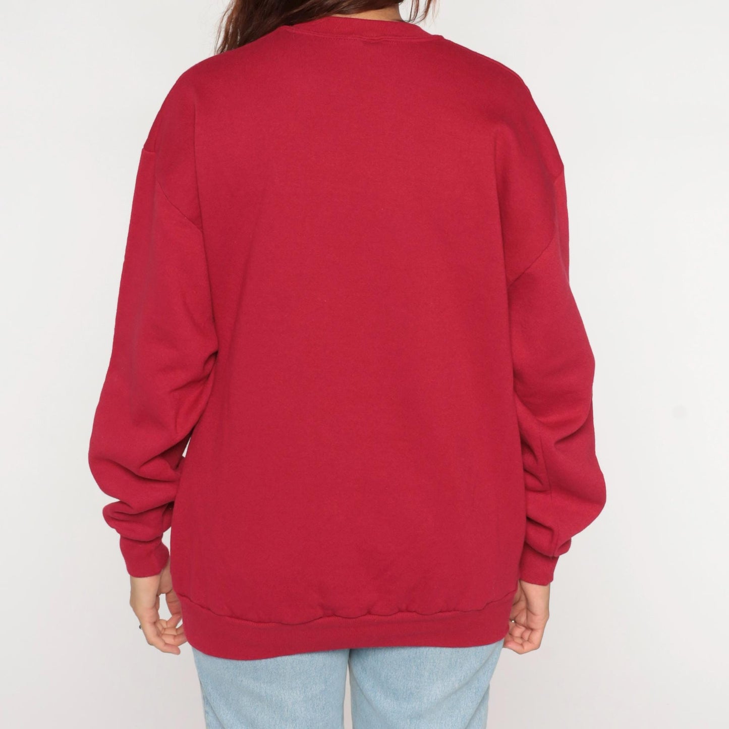 90s Jerzees Quilted Mandala Sweatshirt Deep Red Crewneck Large L