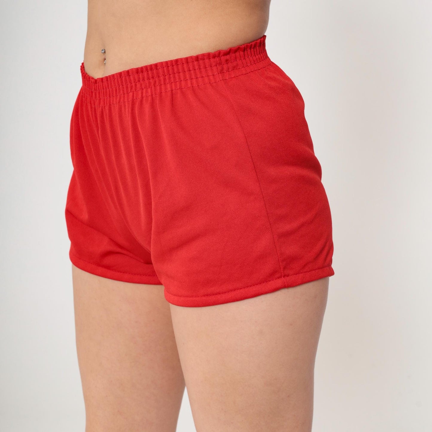 80s Red Gym Shorts High Waist Elastic Waistband Extra Small