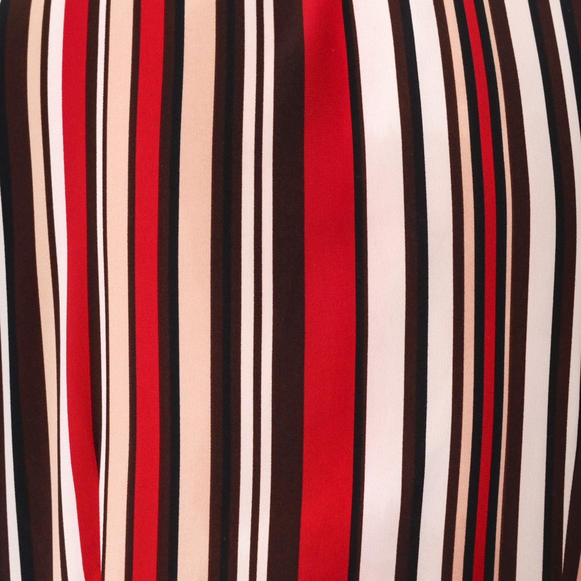 Y2K Chevron Stripe Button Up Blouse Red Brown Tan White Long Sleeve Small S