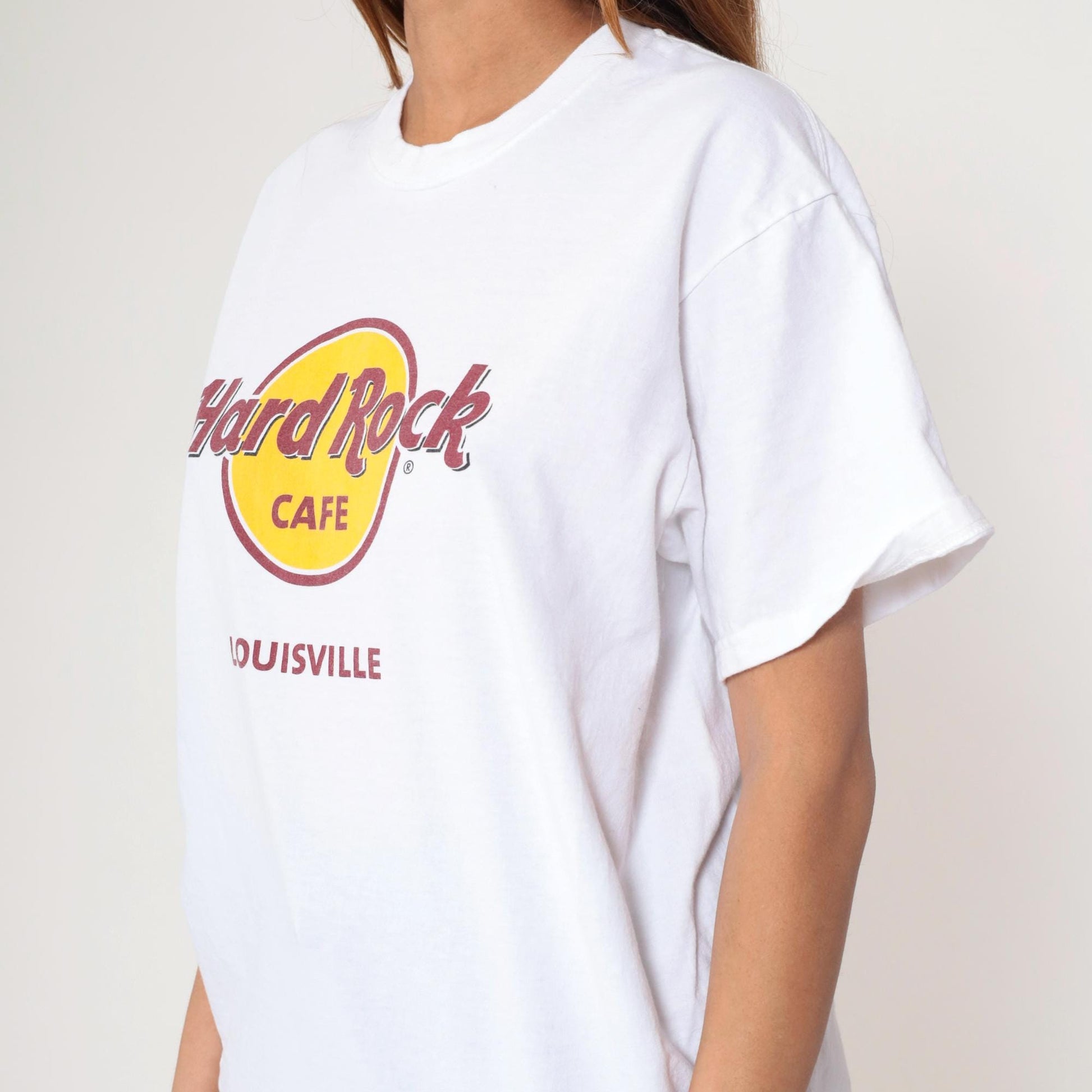 00s Hard Rock Cafe Louisville Kentucky Graphic T-Shirt White Cotton Large