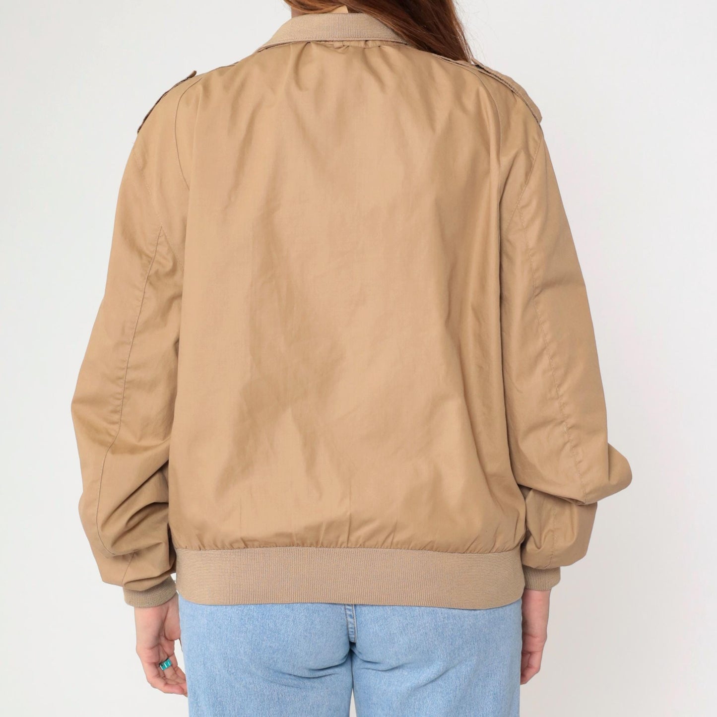 80s Members Only Tan Windbreaker Jacket Zip-Up Bomber Men's Extra Large