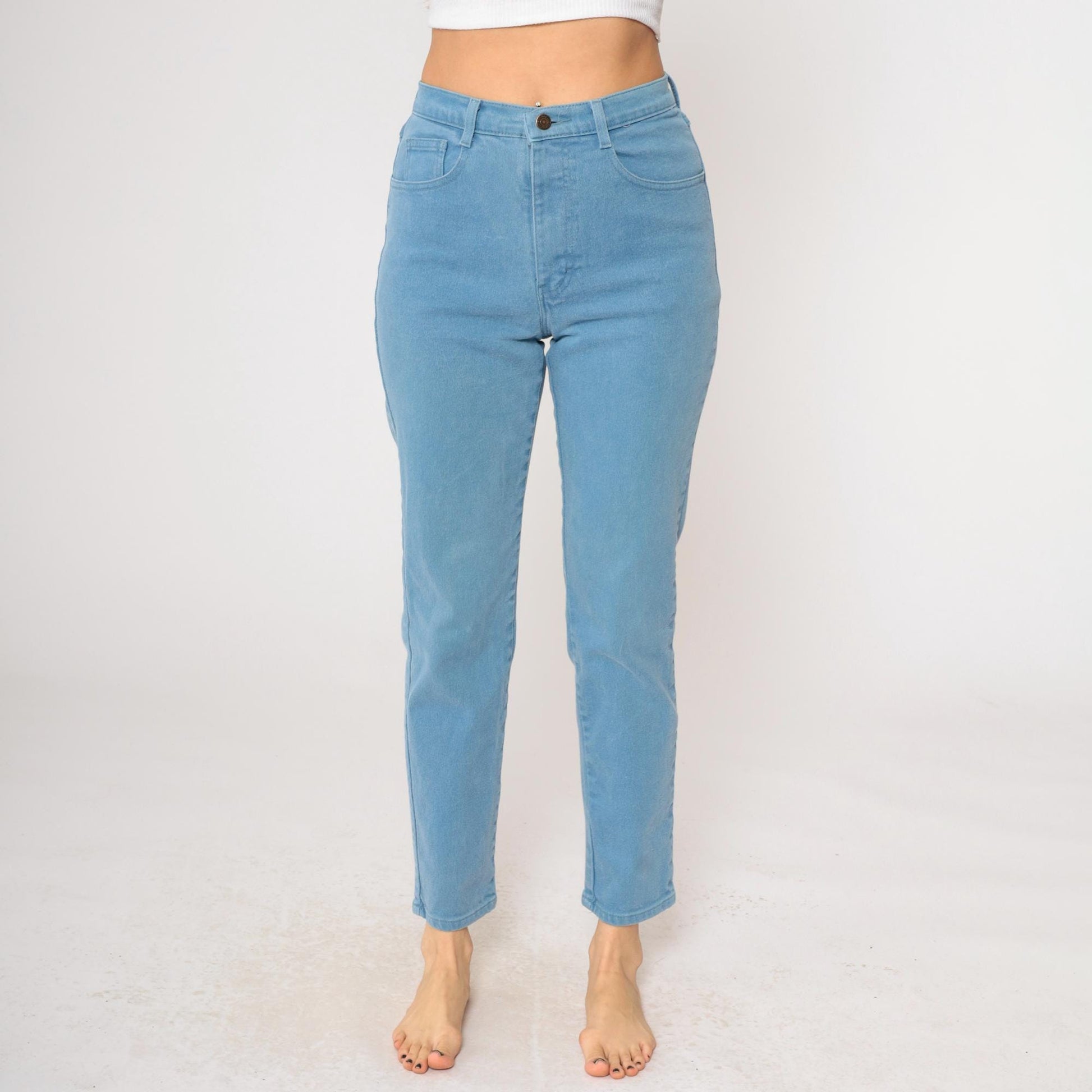 90s Jordache High-Waisted Tapered Jeans Blue Denim Small