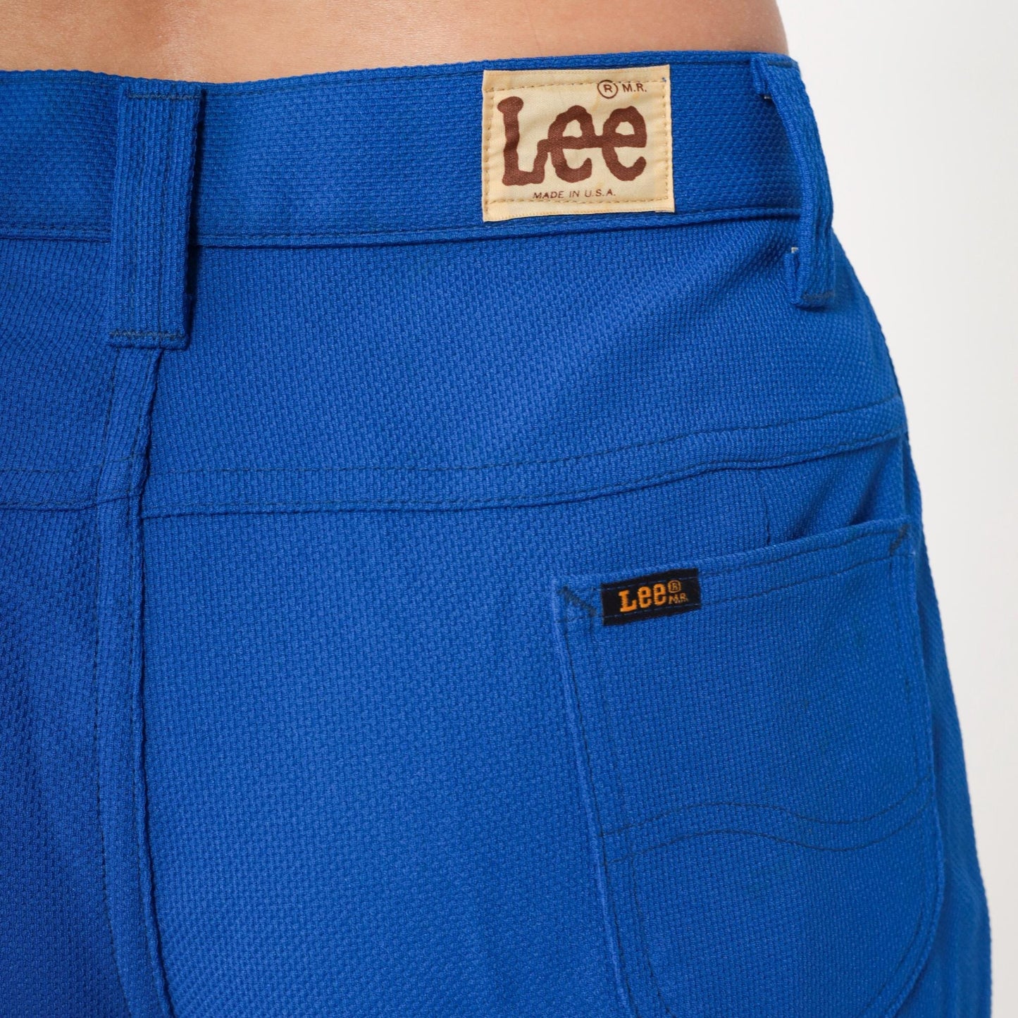 70s Lee Royal Blue Flared Pants High Rise Bell Bottom Trousers Men's 32
