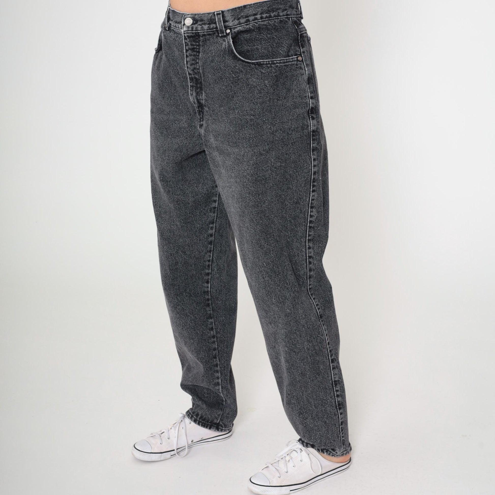 90s Levi's 900 Series High Waist Tapered Jeans Faded Black Denim Large 33x31