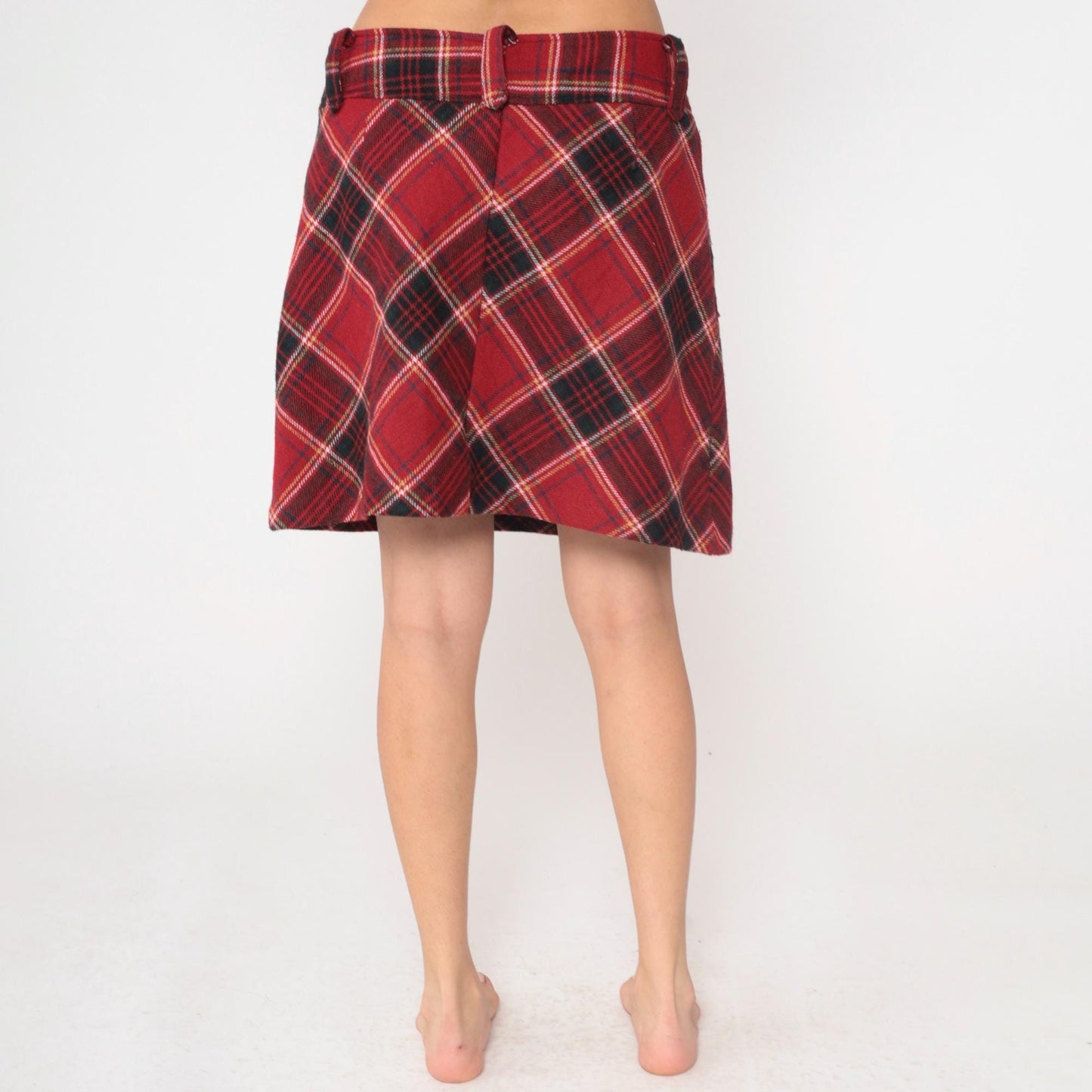 Y2K Red Plaid Tartan Mini Skirt Atmosphere A-Line Dark Academia Large