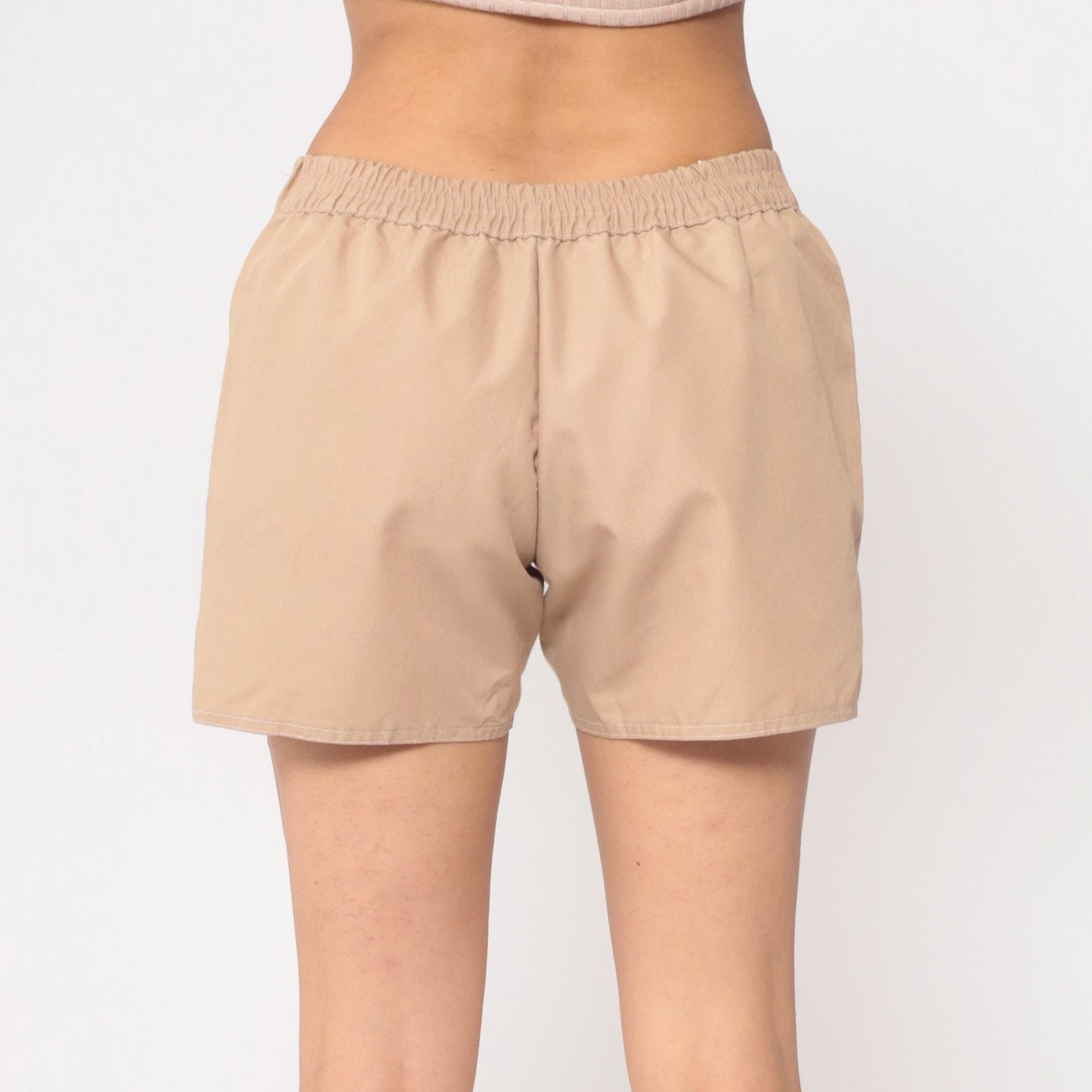 80s State o Maine Tan High Waisted Swim Shorts Nylon Medium