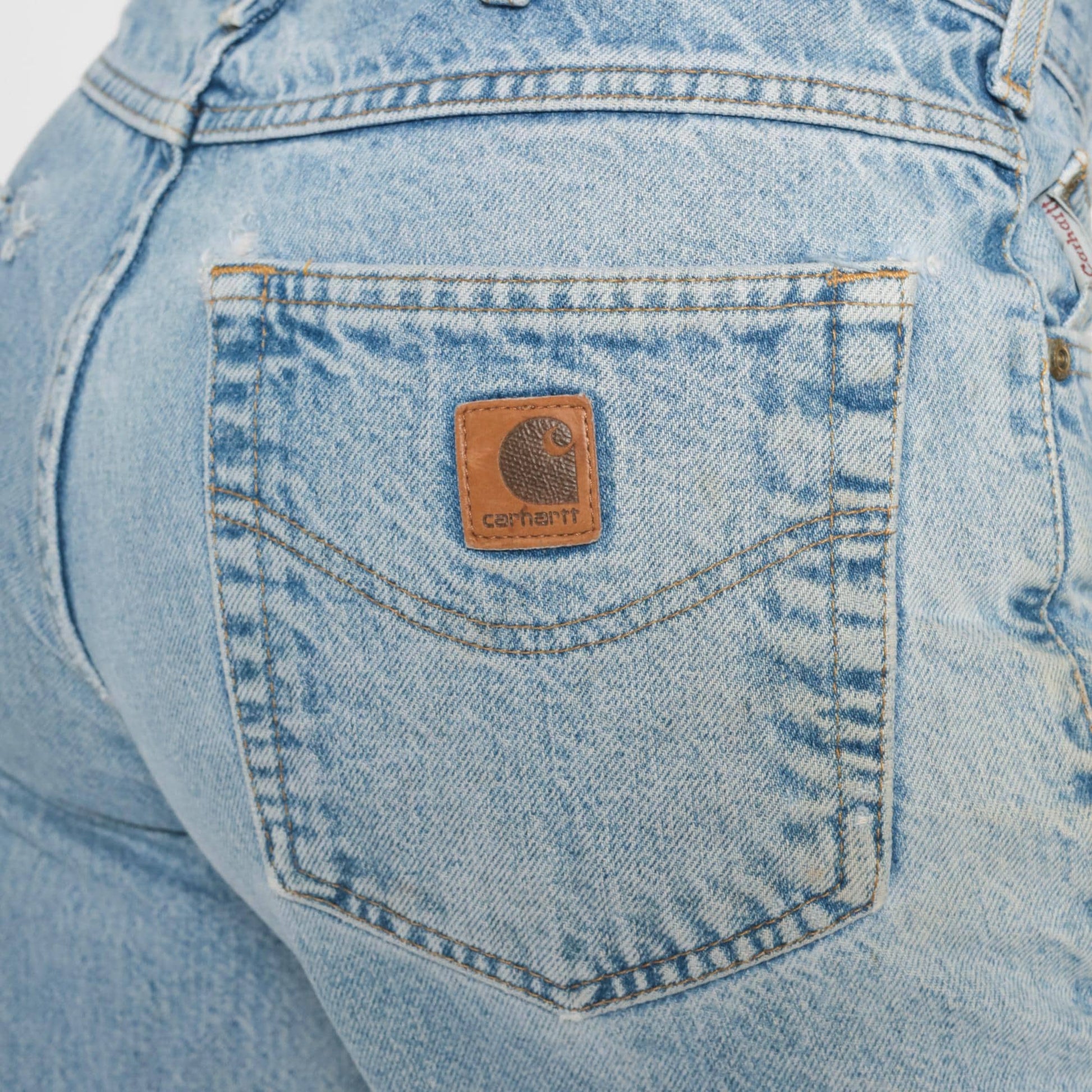 90s Carhartt Distressed Denim Jeans High Rise Straight Leg Blue 33x30