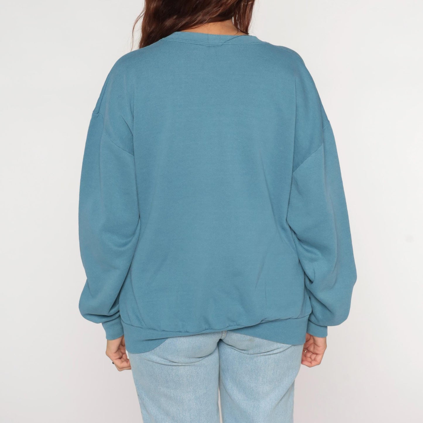 90s Silverton Colorado Wolf Deer Graphic Sweatshirt Blue Crewneck Extra Large