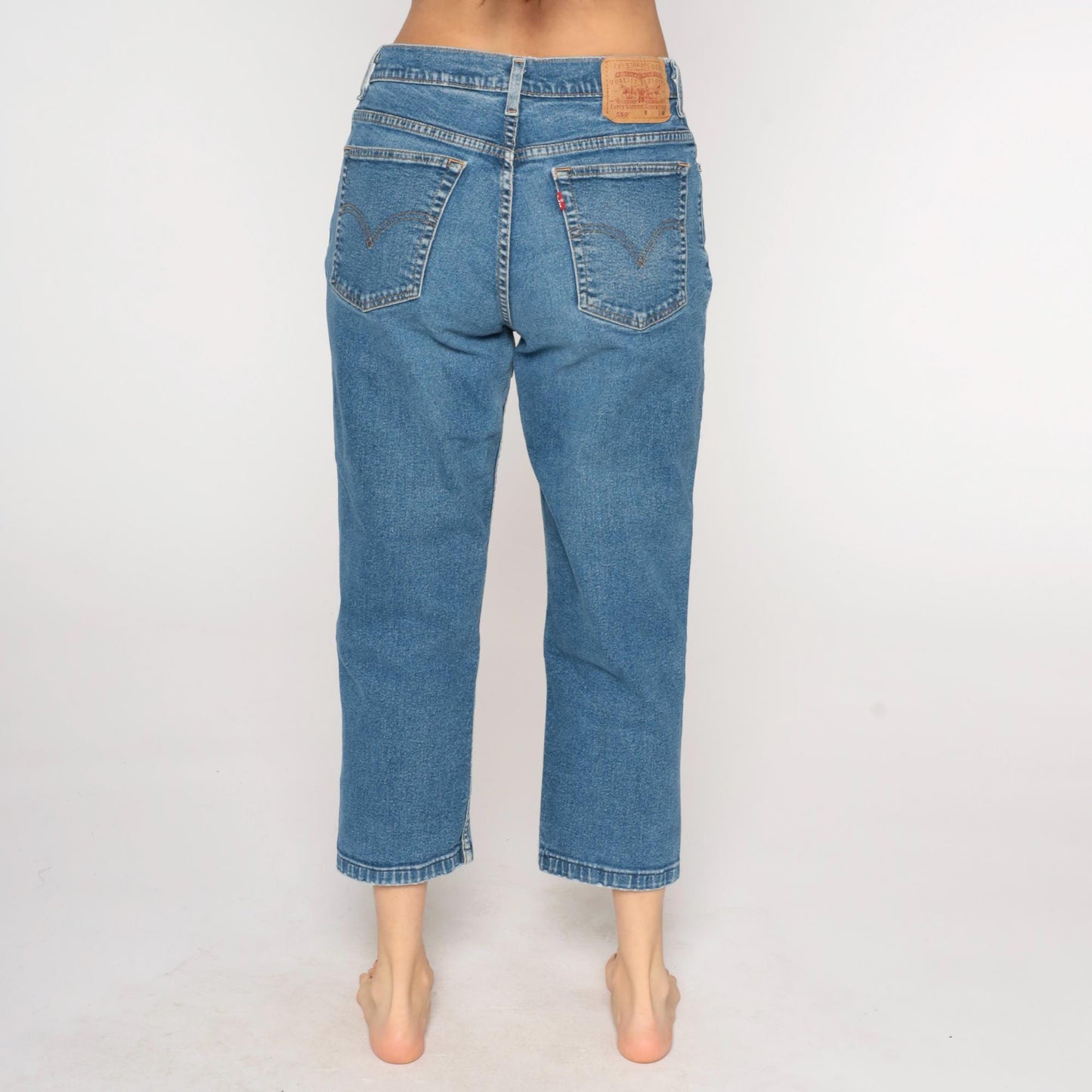 Levi's 550 Y2K High Rise Relaxed Straight Leg Jeans Blue Denim 14
