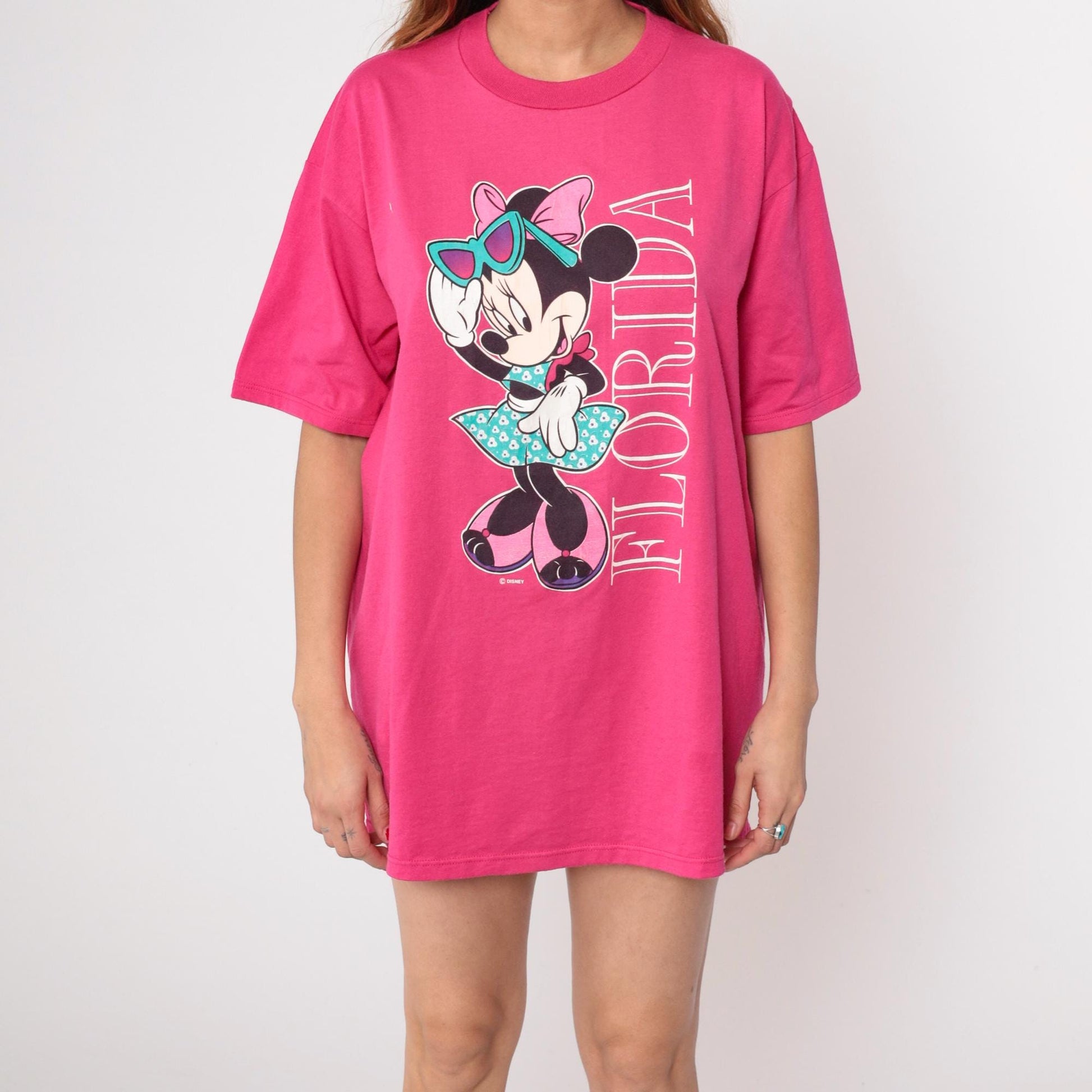 90s Minnie Mouse Florida Graphic T-Shirt Pink Cotton Extra Large