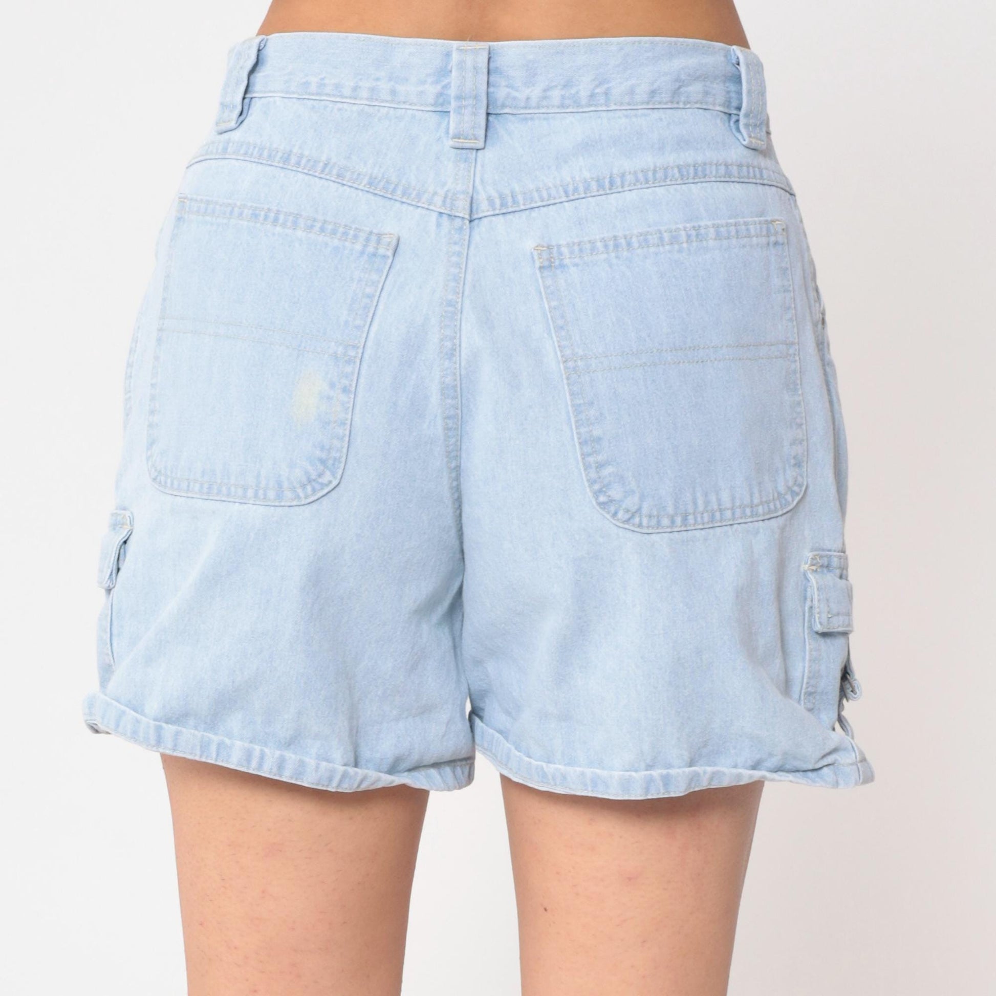 90s Gloria Vanderbilt Light Blue Denim Cargo Shorts High Waisted Medium M