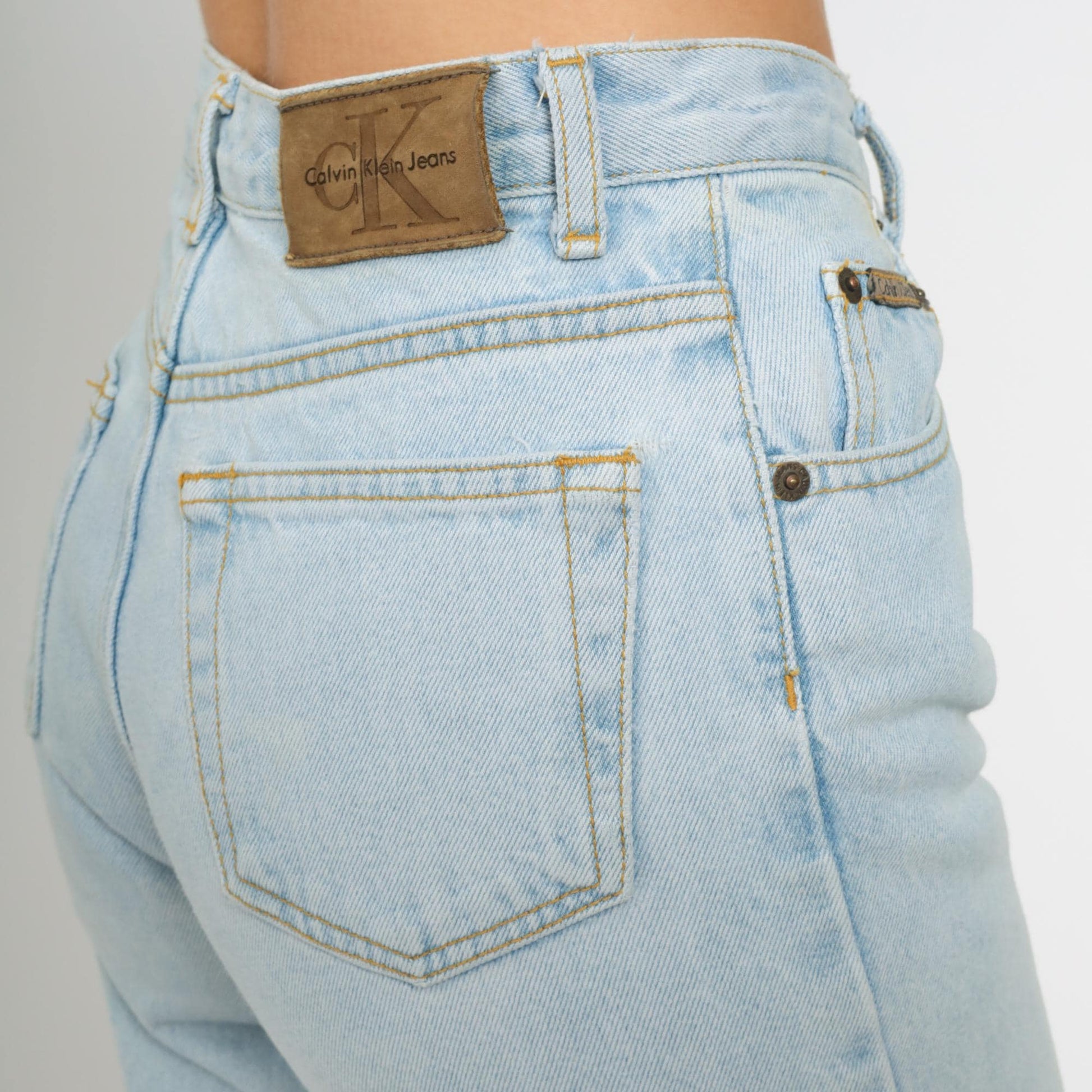 90s Calvin Klein High Waist Tapered Jeans Blue Denim Size 14