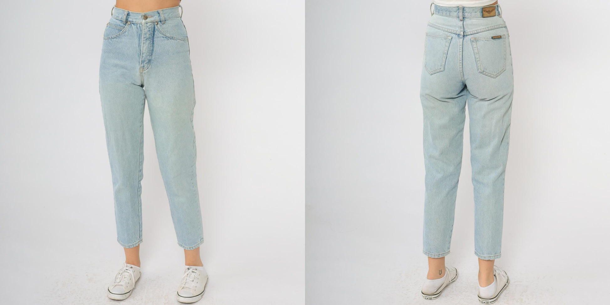 90s Sharp Light Blue High Waisted Mom Jeans Tapered Denim XXS