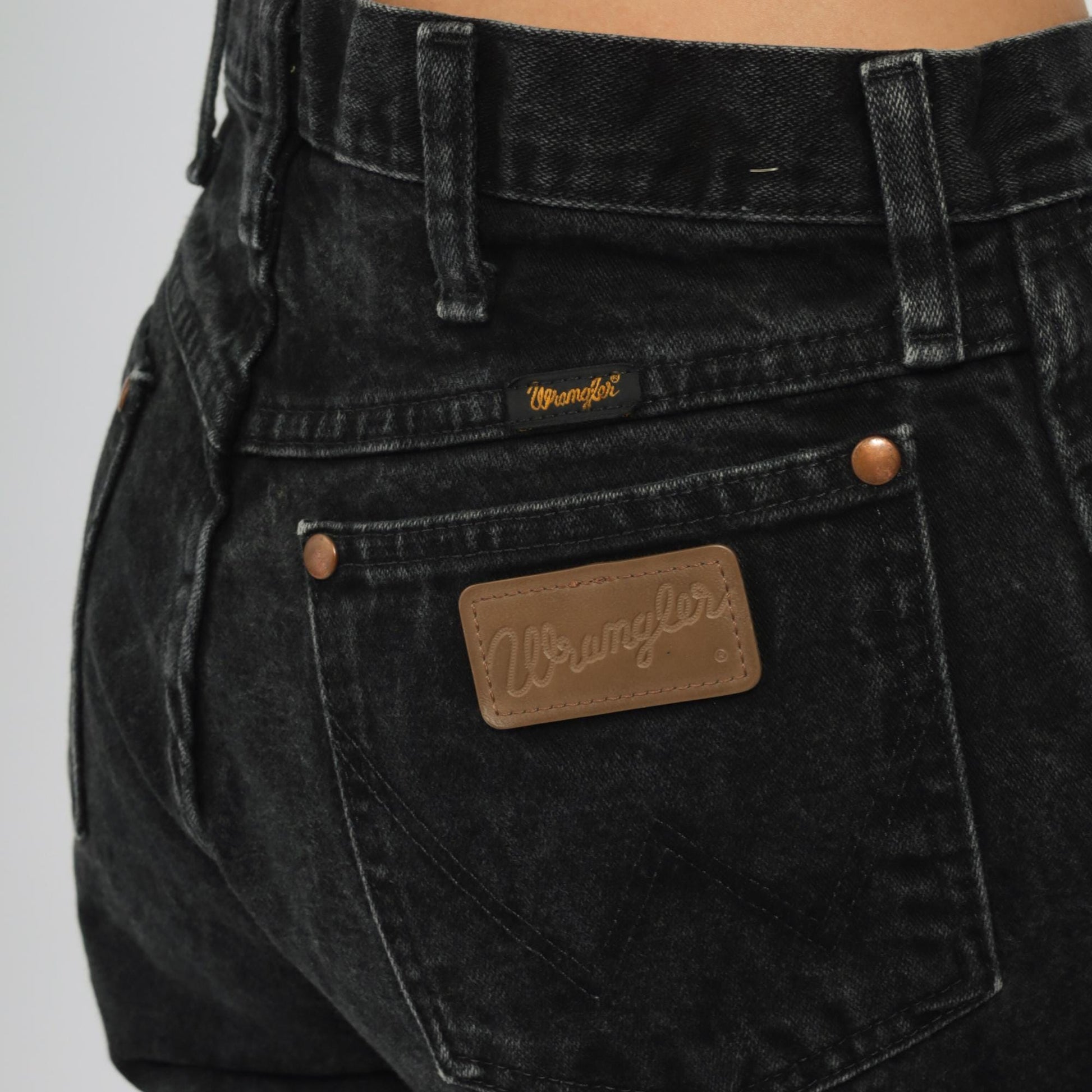 90s Wrangler Black Denim Jeans High Rise Straight Leg Cotton Medium M